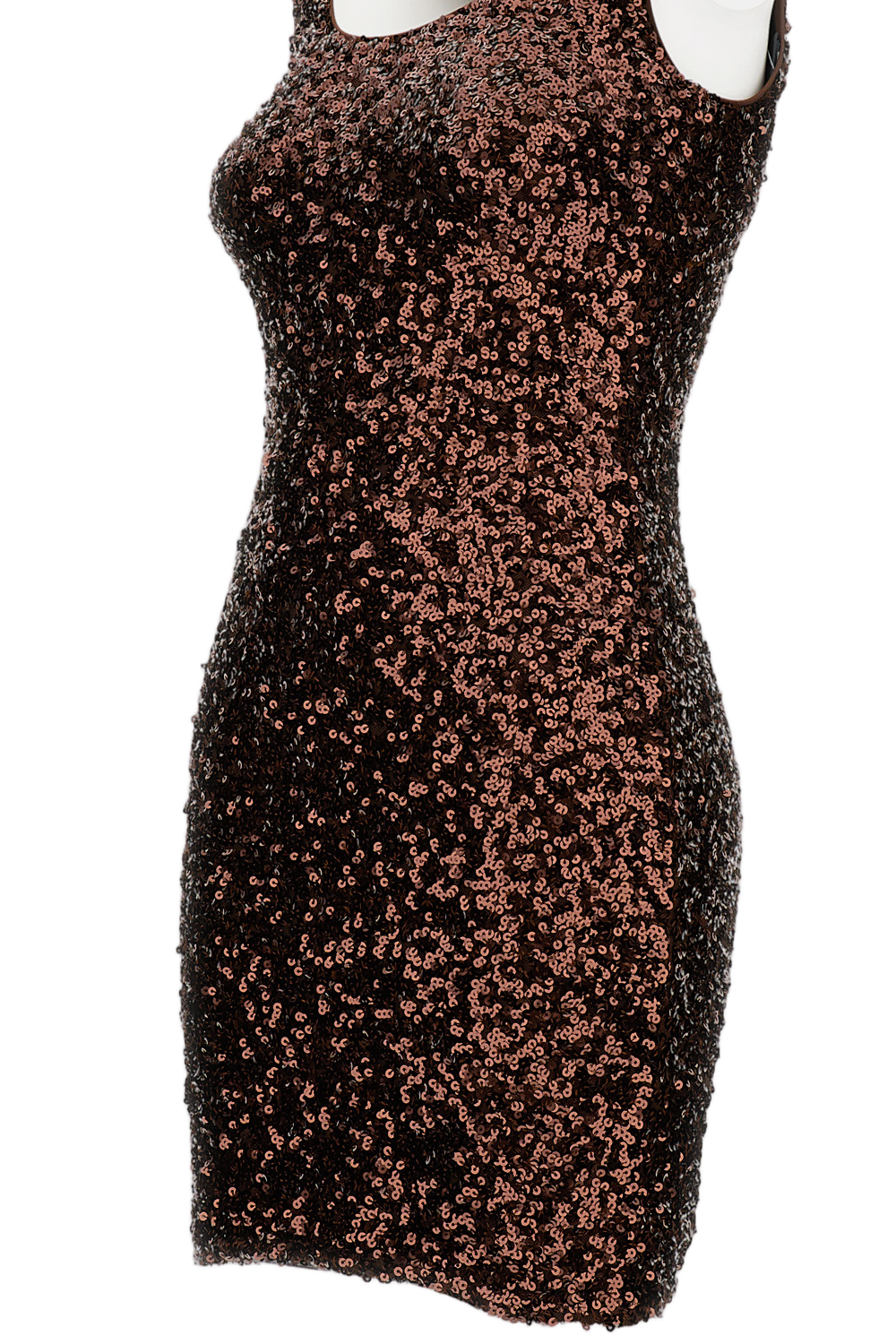 Shimmering Brown Sequin Midi Dress