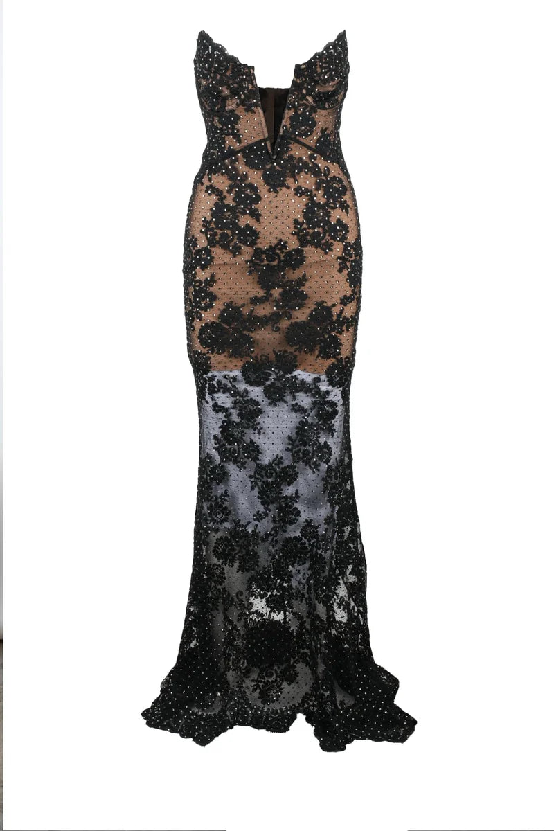 Long Mermaid Sequin Dress - Black