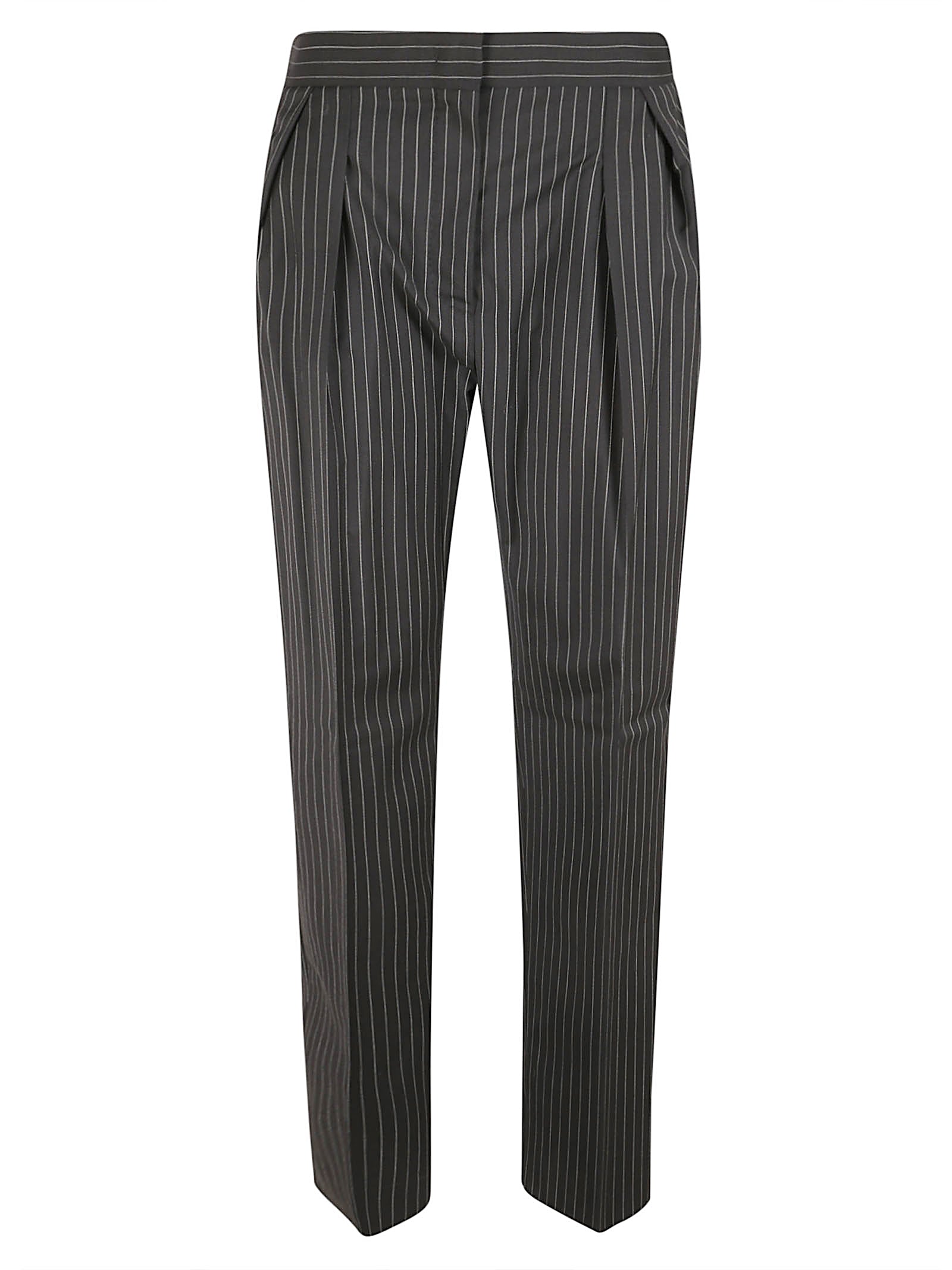 Classic Straight-Leg Trousers With Vertical Pinstripes