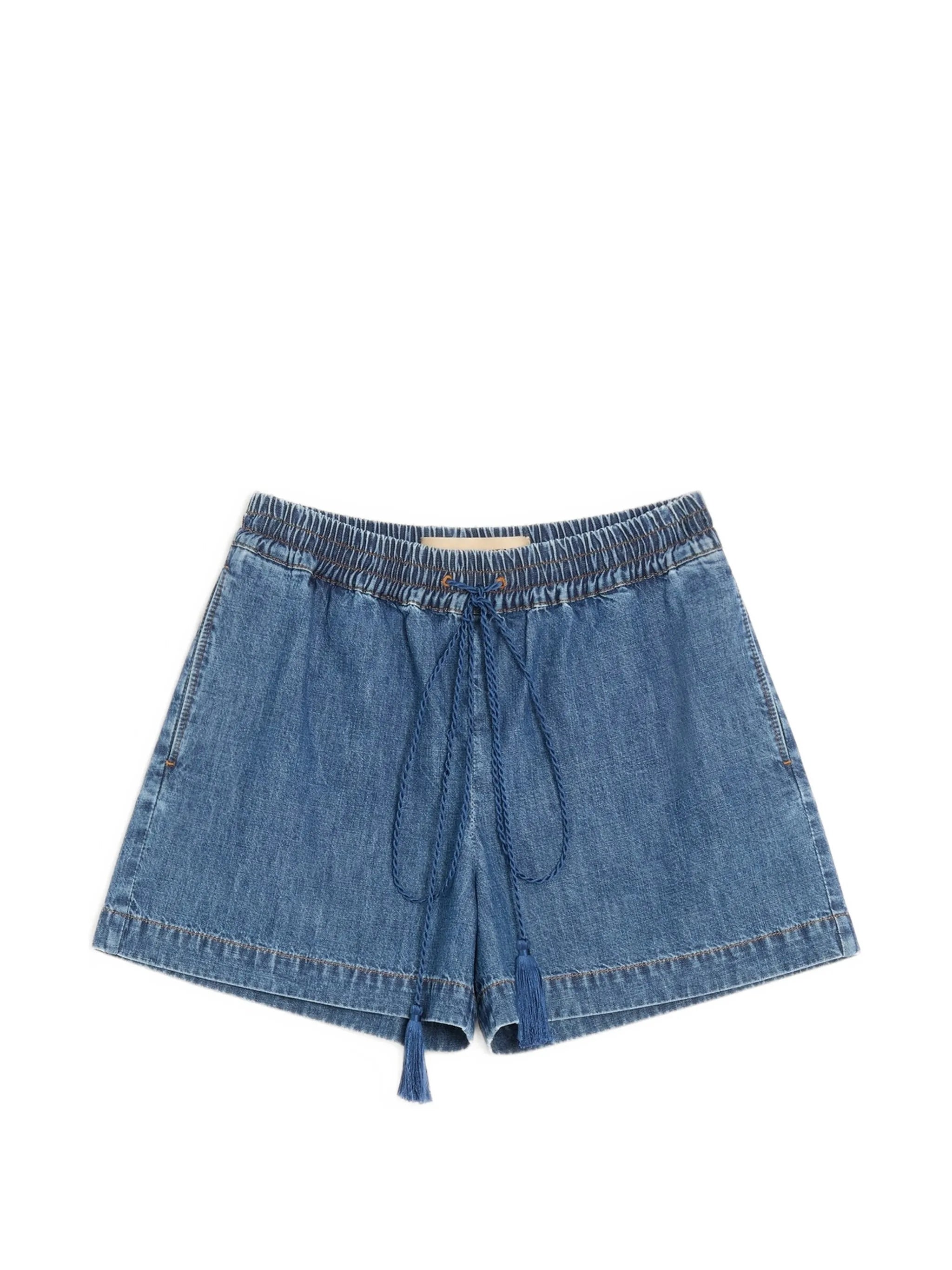 Medium Blue Relaxed Logo Detail Shorts