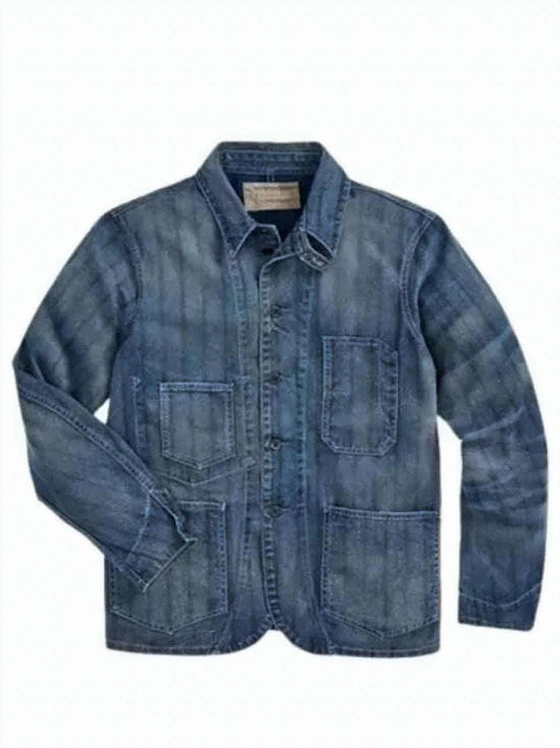 Vintage Wash Denim Jacket with Button-Up Front and Patch Pockets