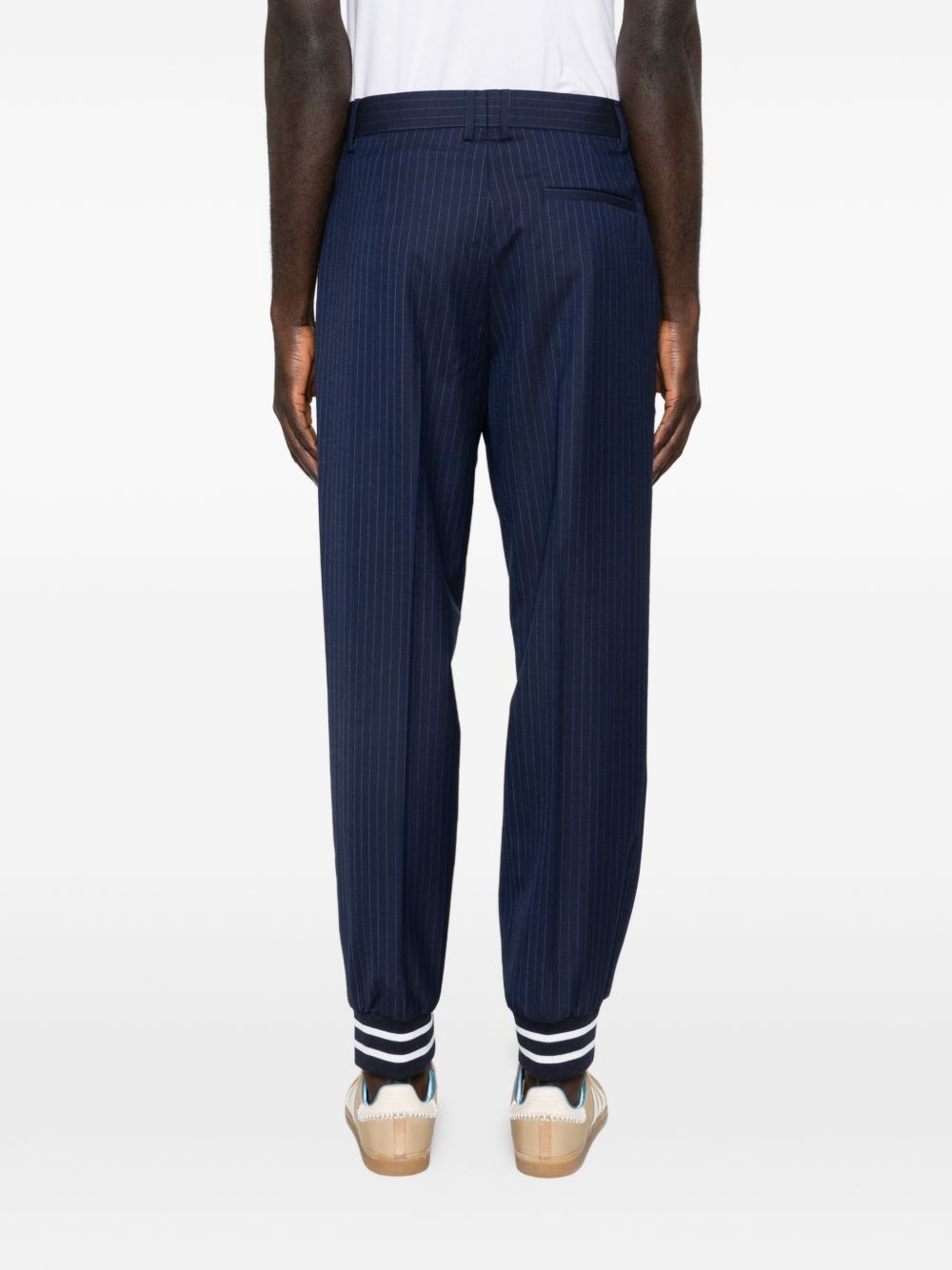 Relaxed-Fit Pinstripe Trousers with Sporty Ribbed Cuffs