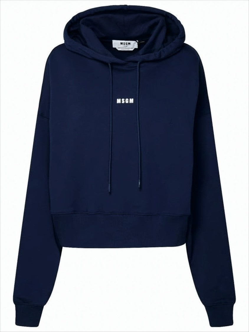 Cropped Hoodie with Logo Detail