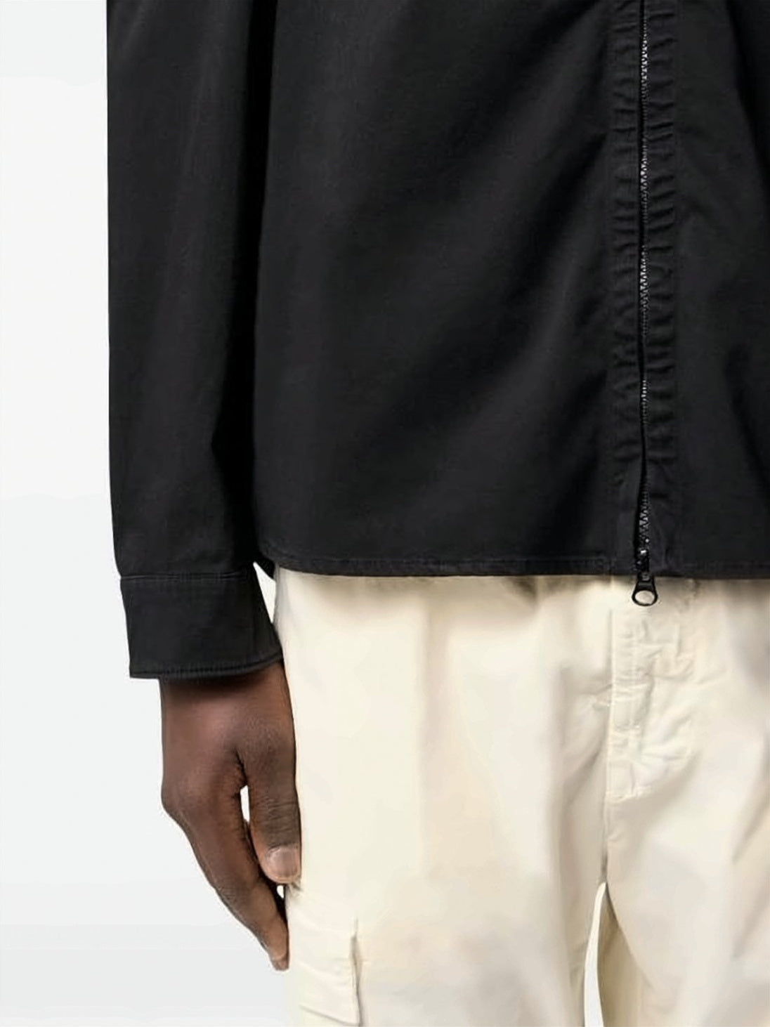 Minimalist Black Casual Jacket with Branded Patch
