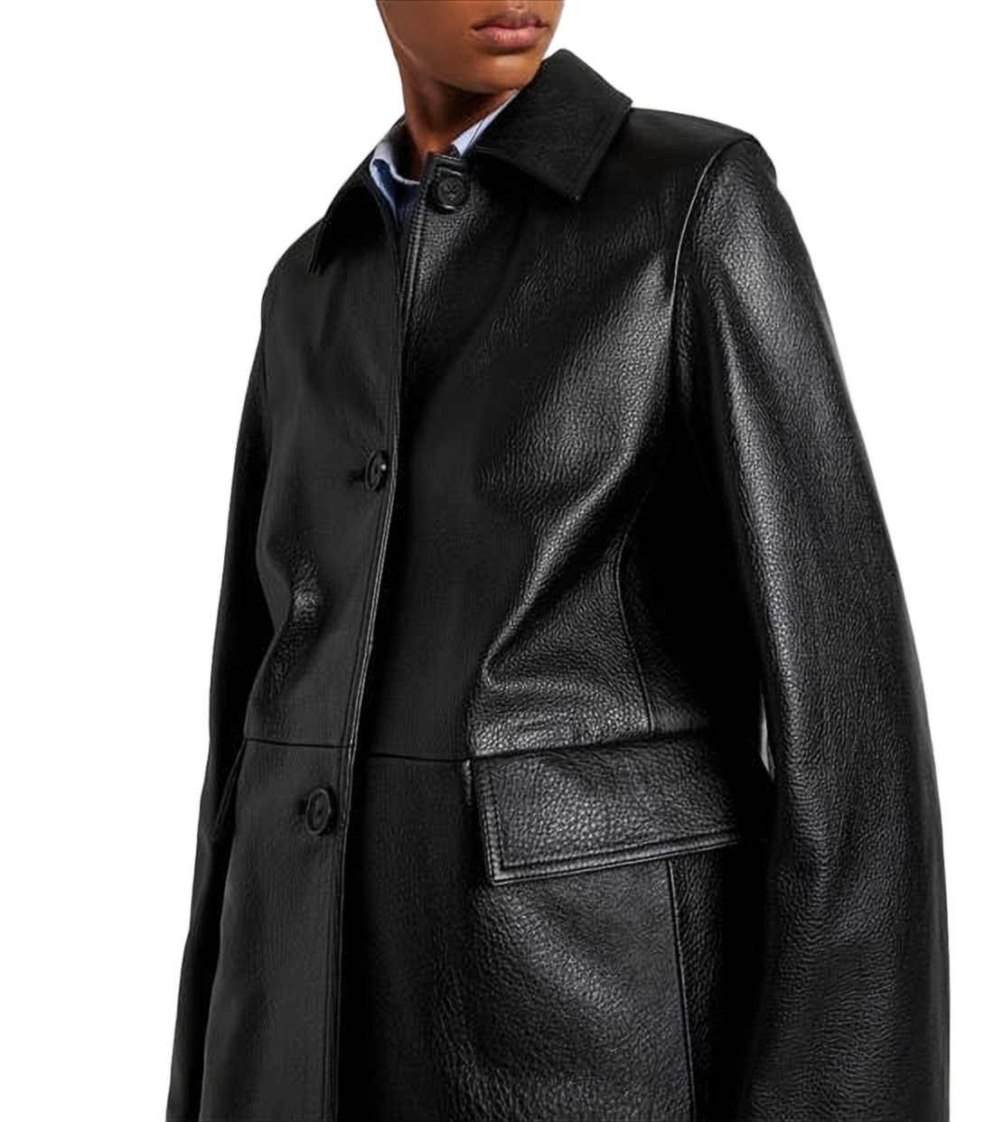 Sleek Calf Leather Jacket with Flap Pockets