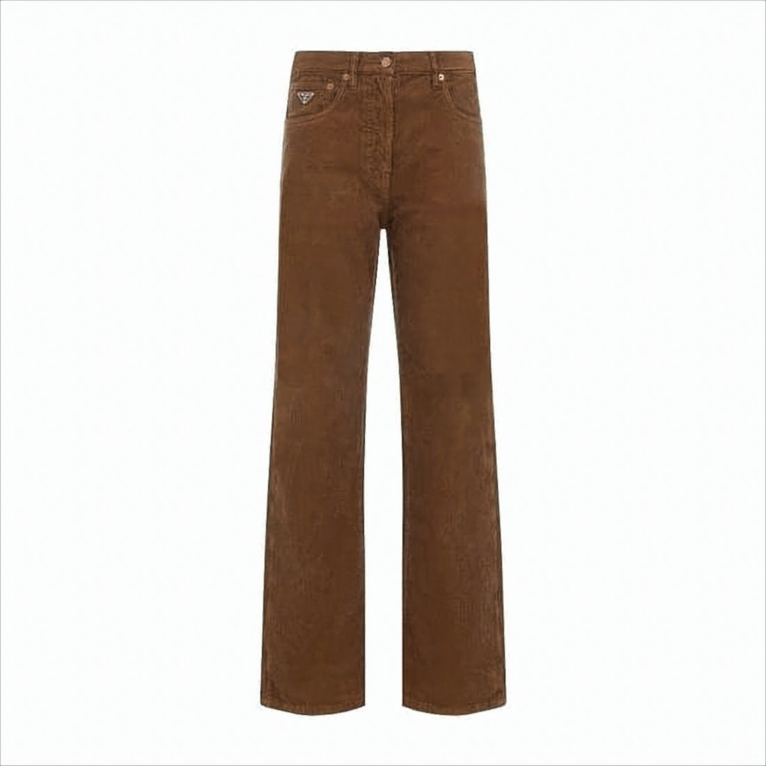 Brown High-Waisted Straight Pants