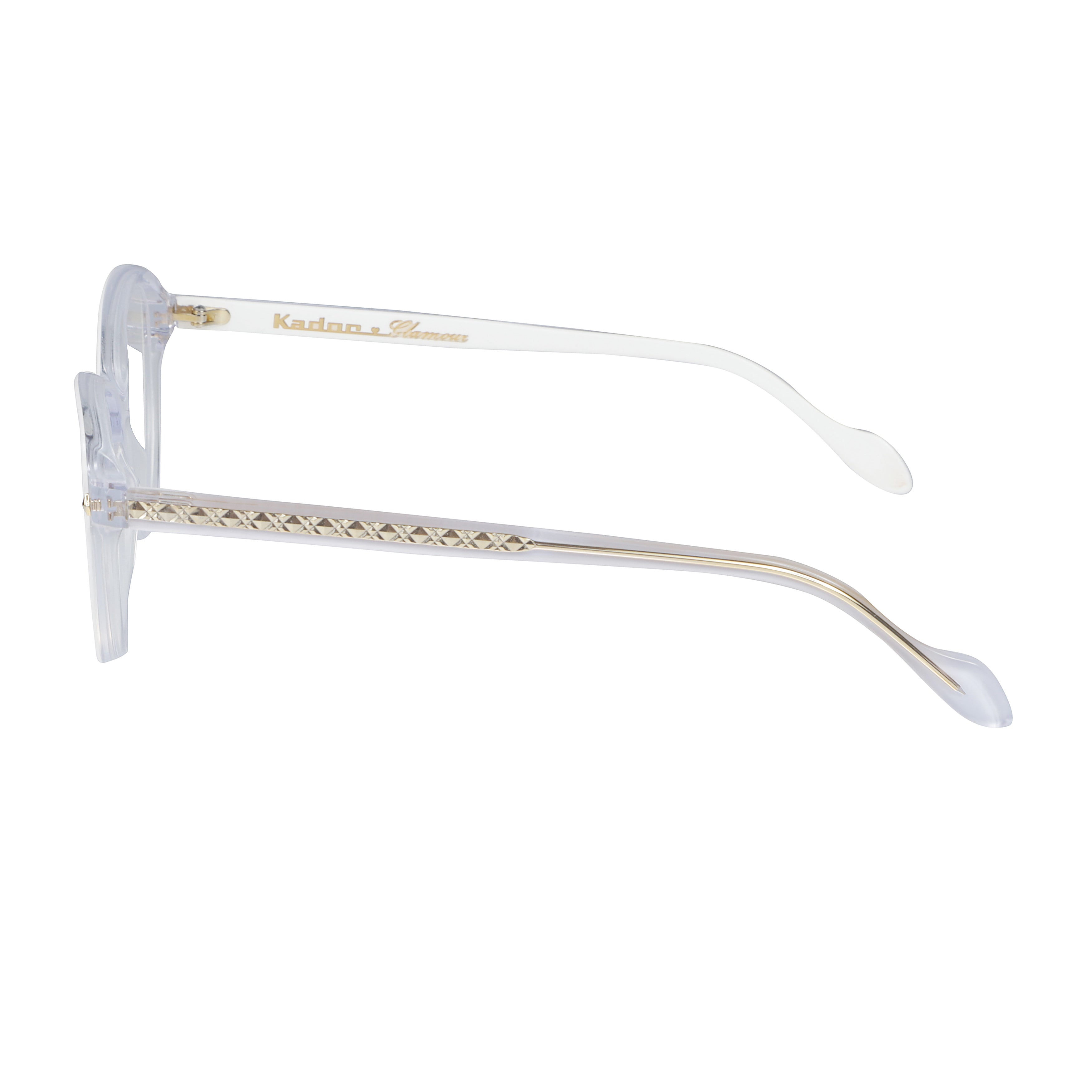 Melany Glamour-V Translucent Cat-Eye Sunglasses with Gold-tone Lattice Accents