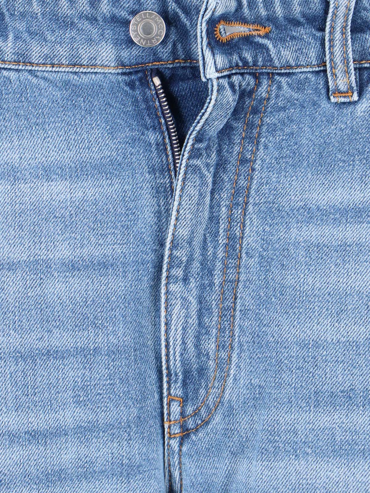 Blue Cotton Denim Wide-Leg Jeans