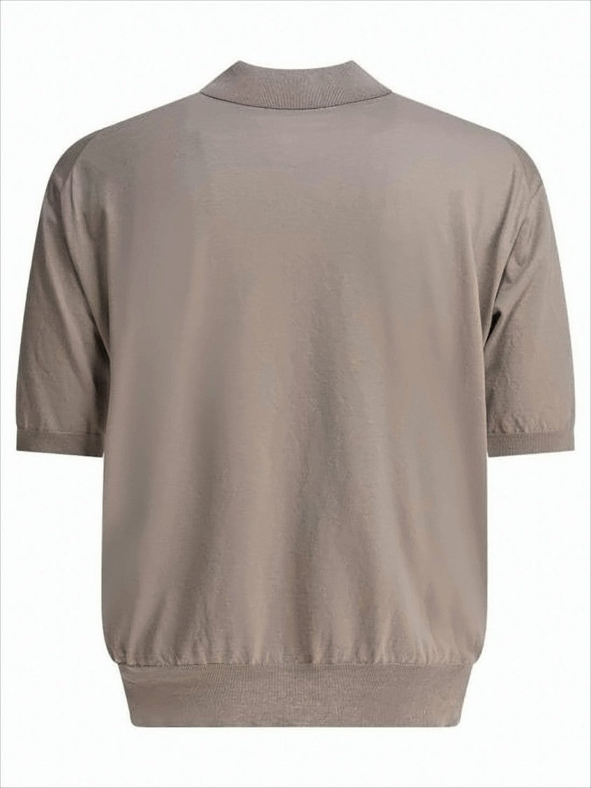 Relaxed-Fit Short-Sleeved Sweater with Classic Polo Collar