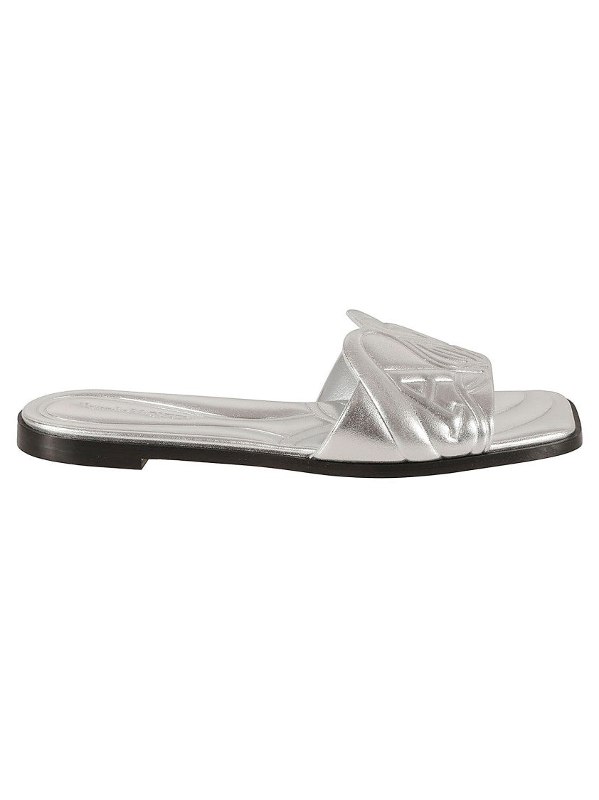Silver Sandals With Draped Upper