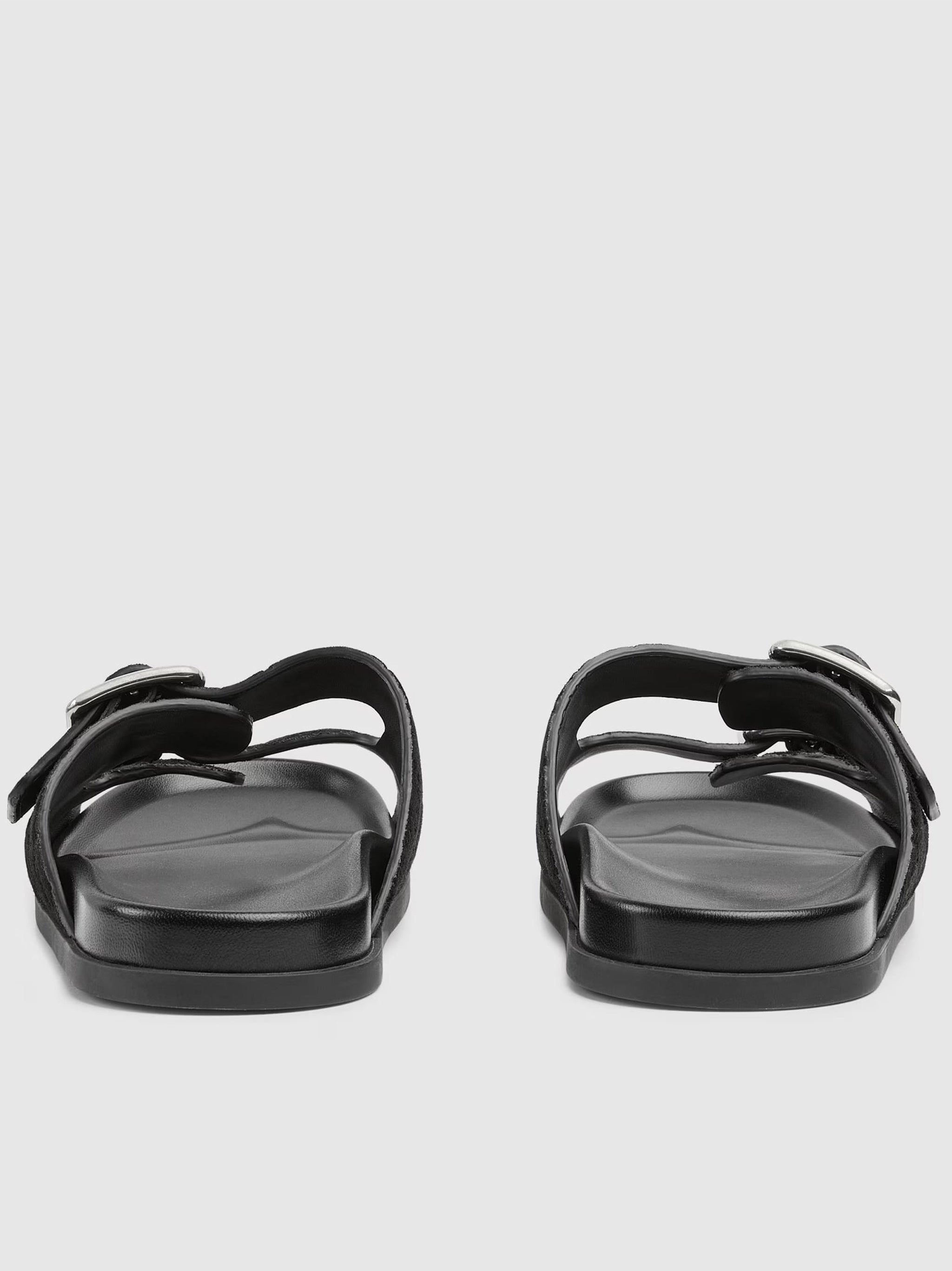 Black Rhein Open Suede Slide Sandals