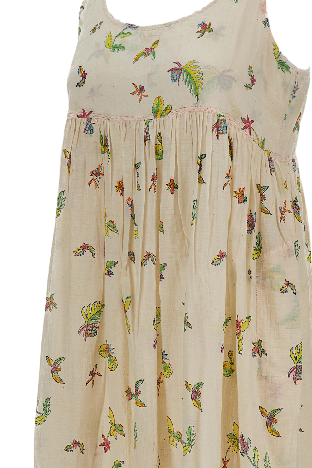 Cotton Slip Dress with Floral Pattern and Side Pockets