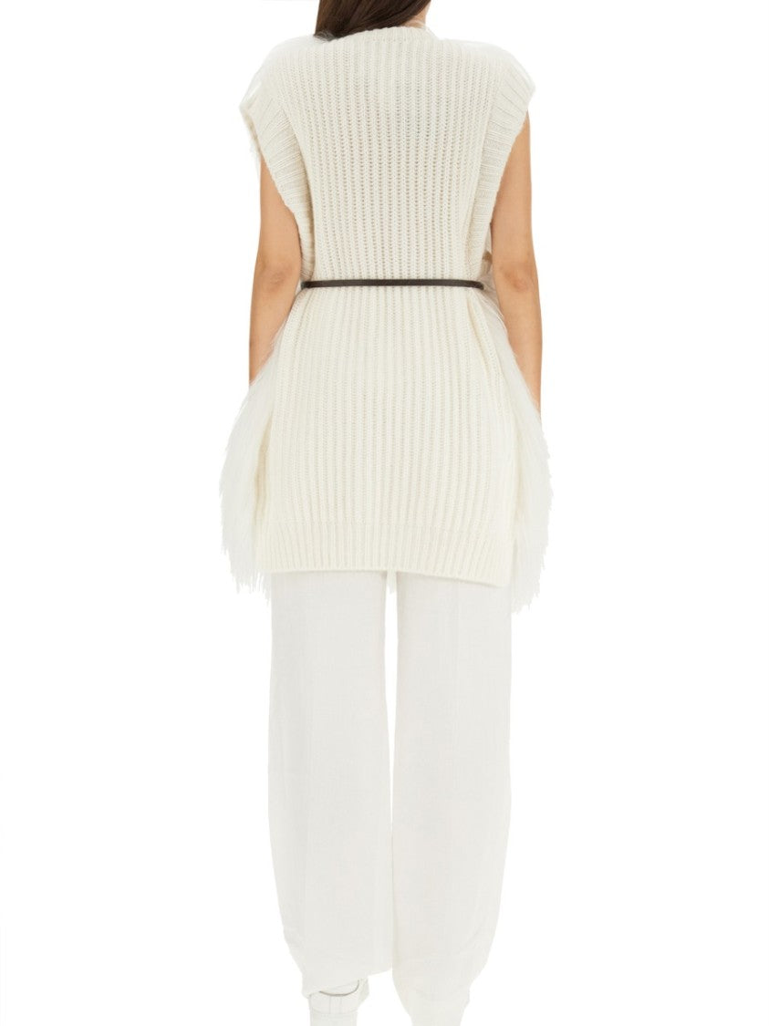 Fluffy White Fur Vest