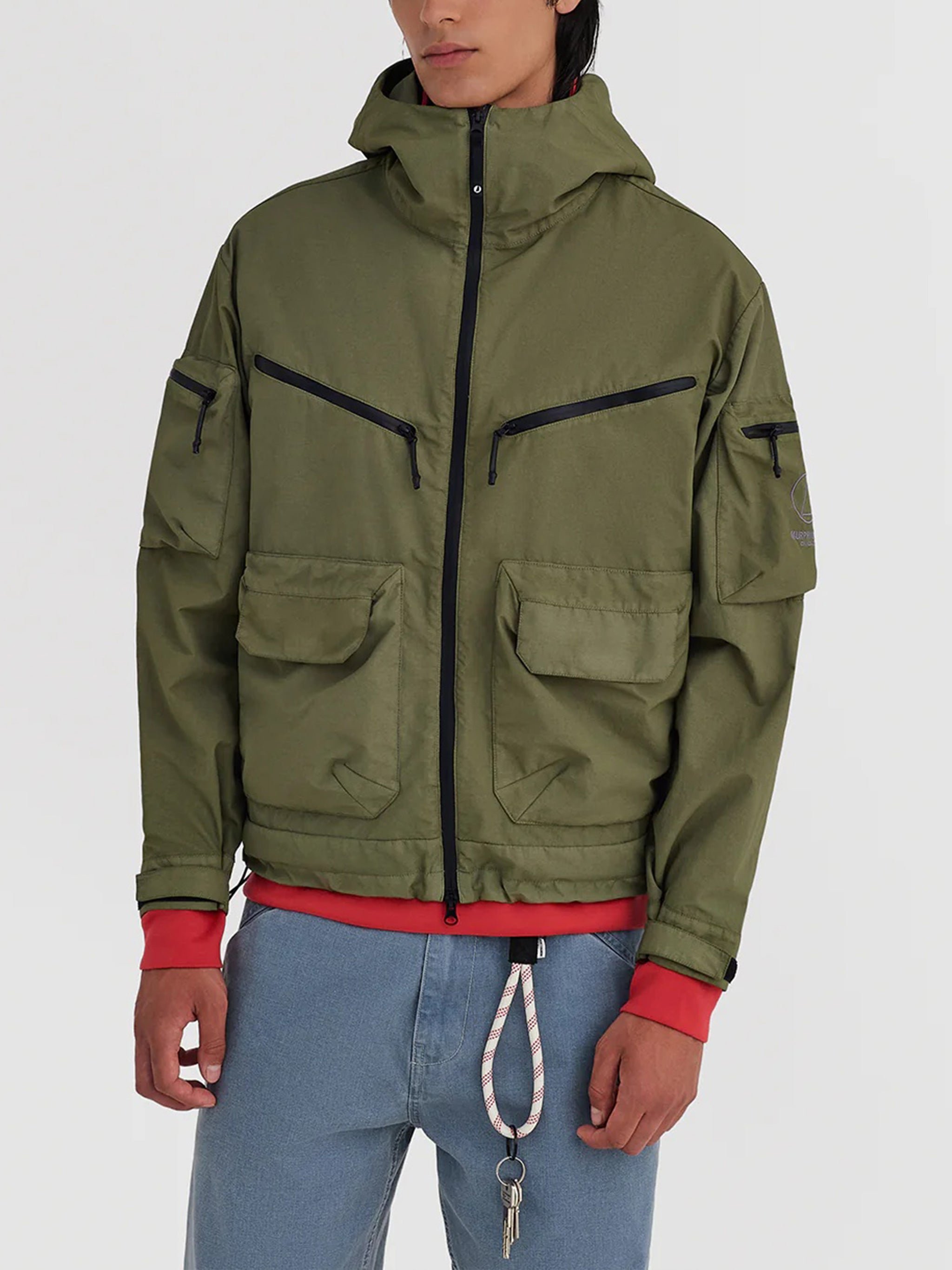 Green Sheet Boxy Fit Utility Hooded Jacket
