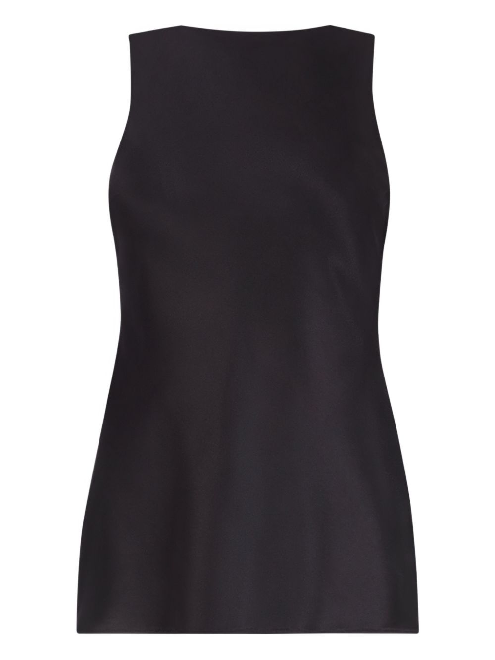Draped Black Satin Top With Boat Neckline