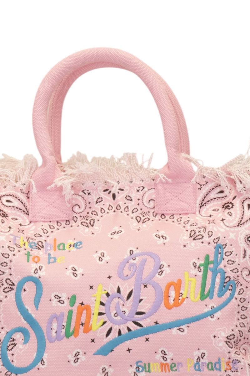 Paisley Print Tote Bag with Fringed Edges