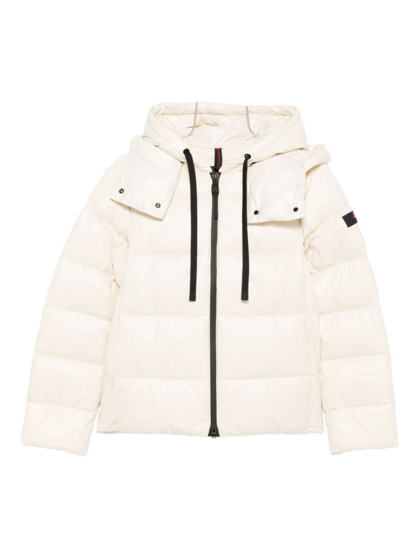 Beige Puffer Jacket With Double Hood