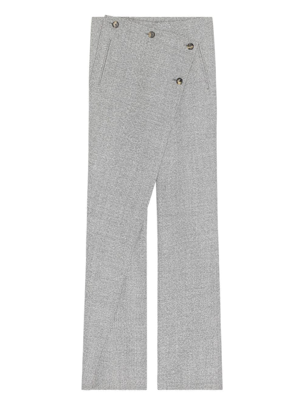 Wide-Leg Trousers With Asymmetrical Cross-Button Panel