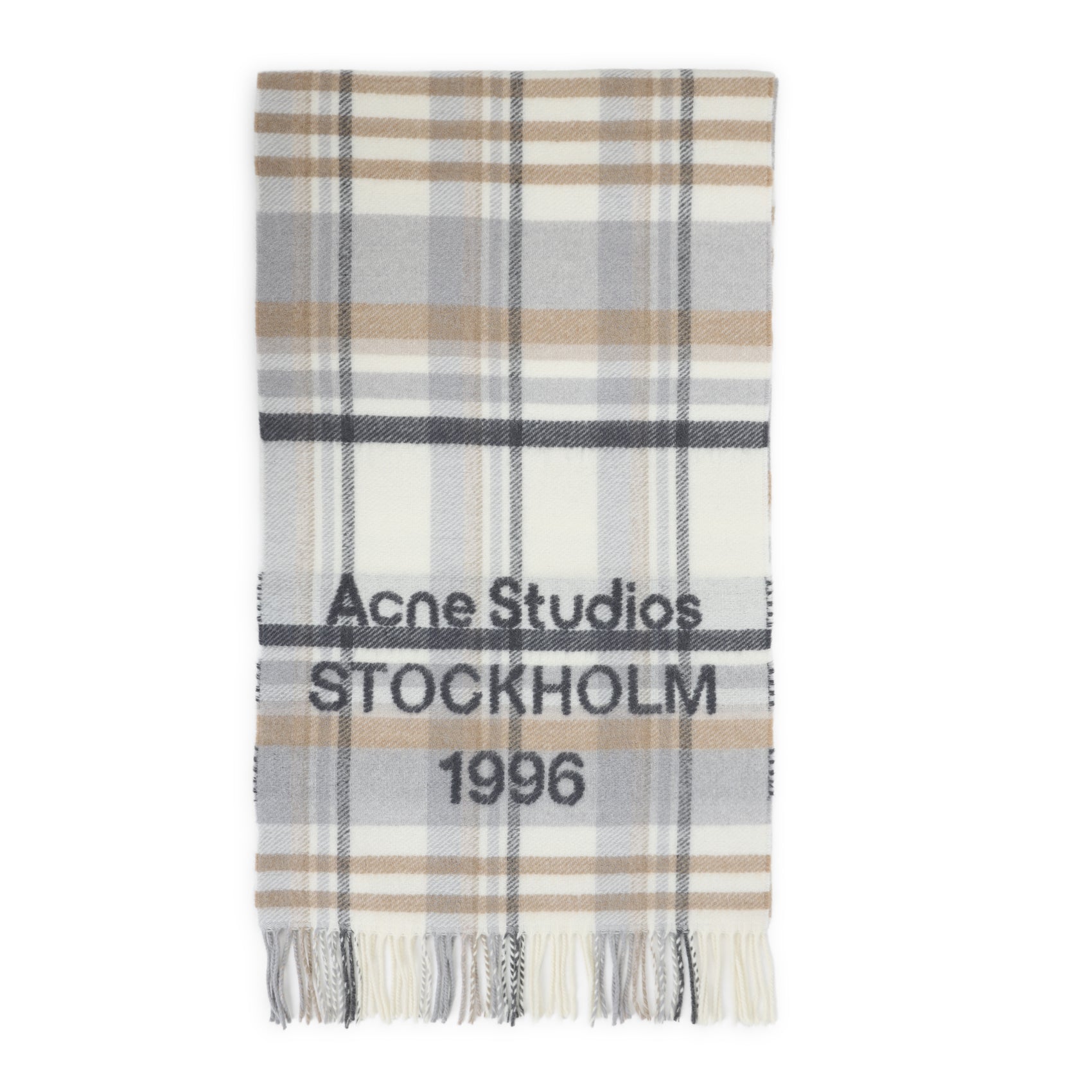 Plaid Wool And Cashmere Scarf With Fringed Edges