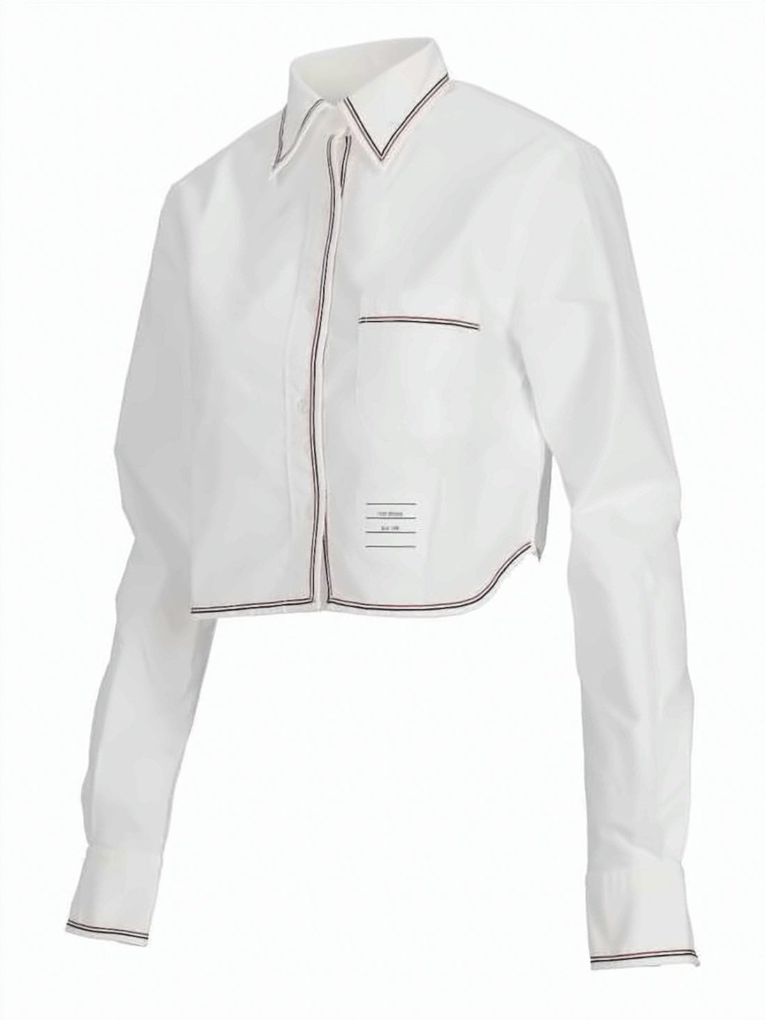 Cropped Long-Sleeve Shirt with Classic Collar