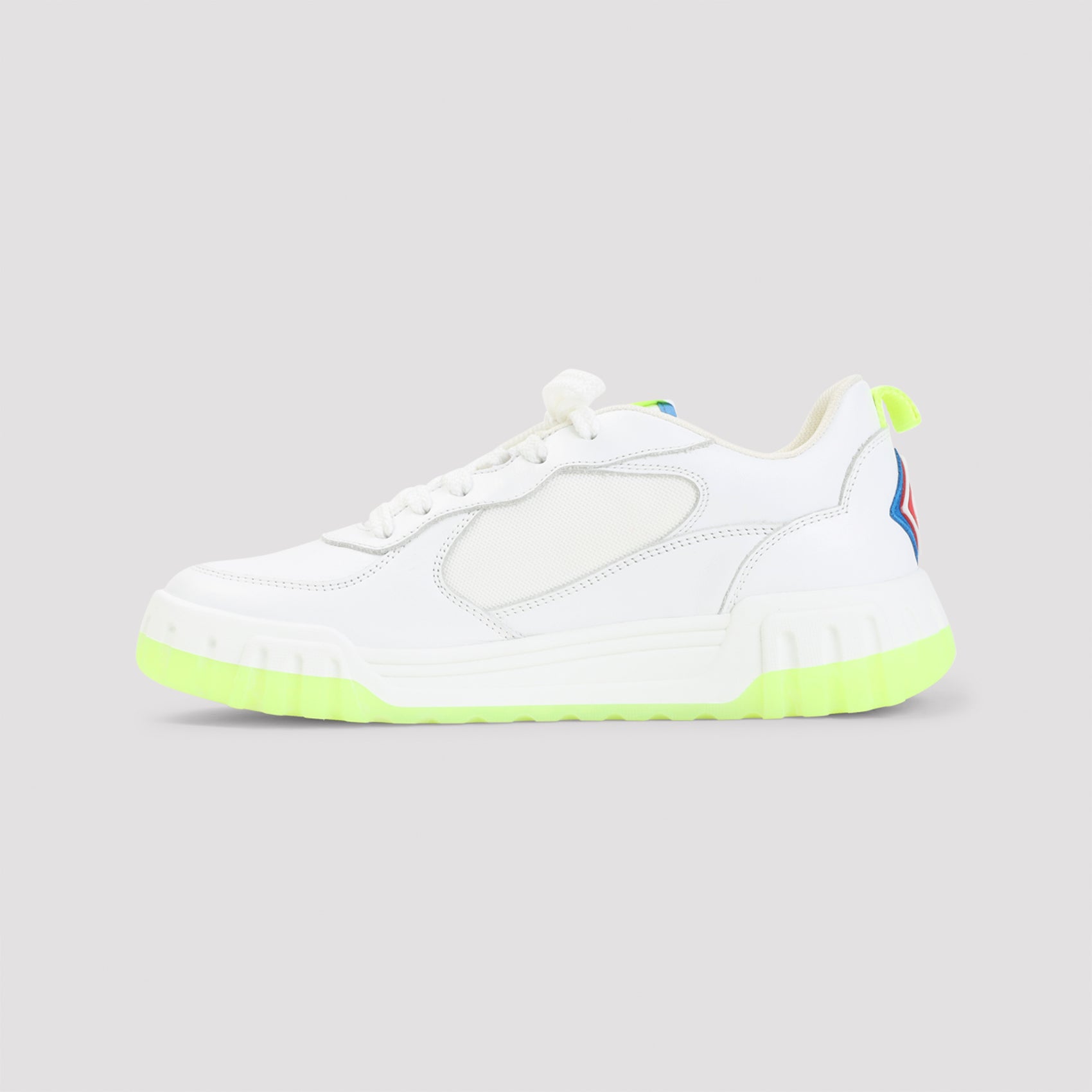 Leather Sneakers with Neon Yellow Sole
