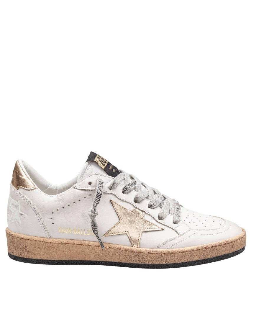 Ballstar Sneakers In White And Gold Leather