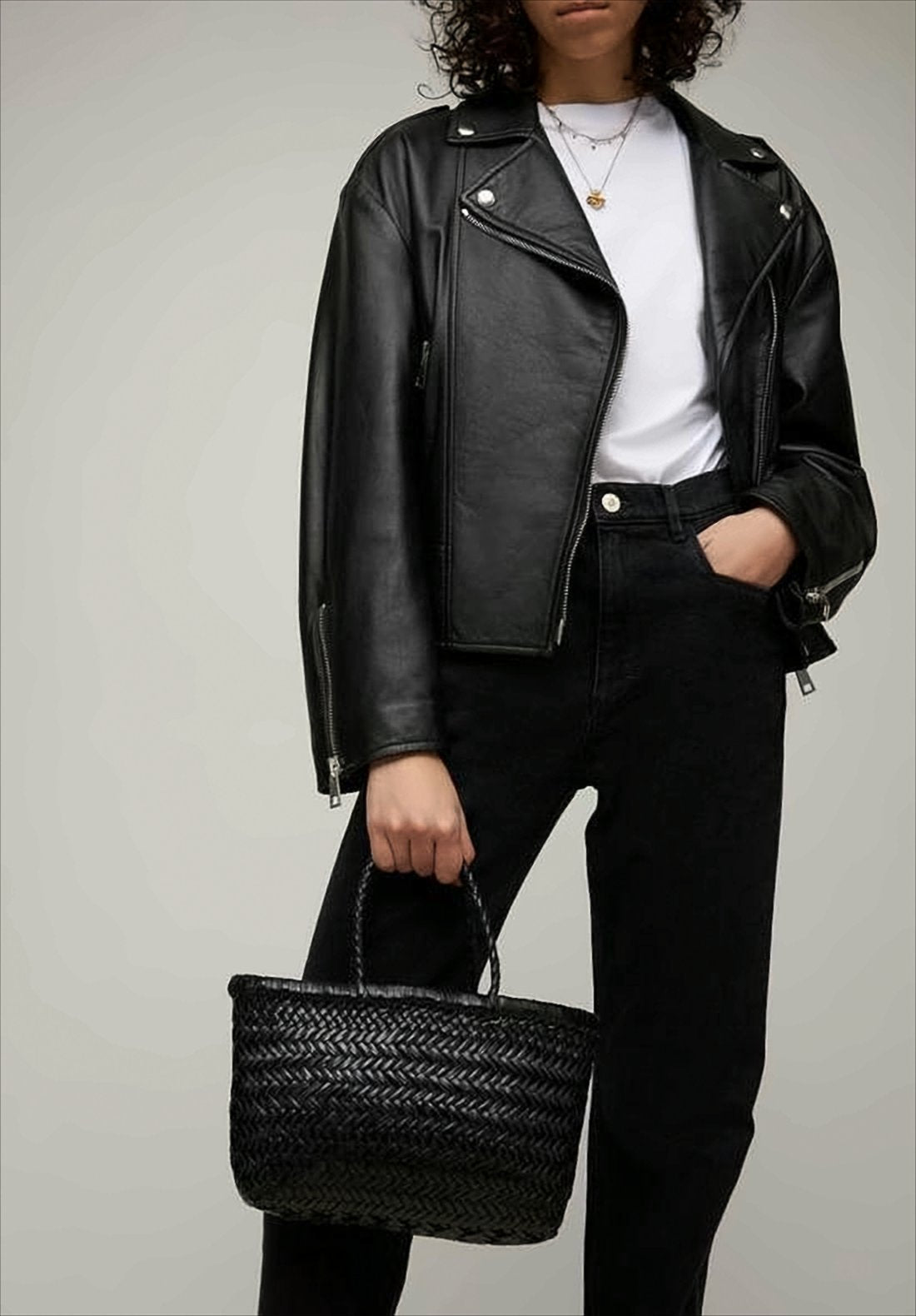 Medium Woven Calf Leather Shoulder Bag
