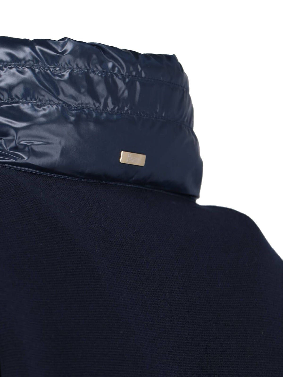 Navy Padded Knit and Nylon Jacket
