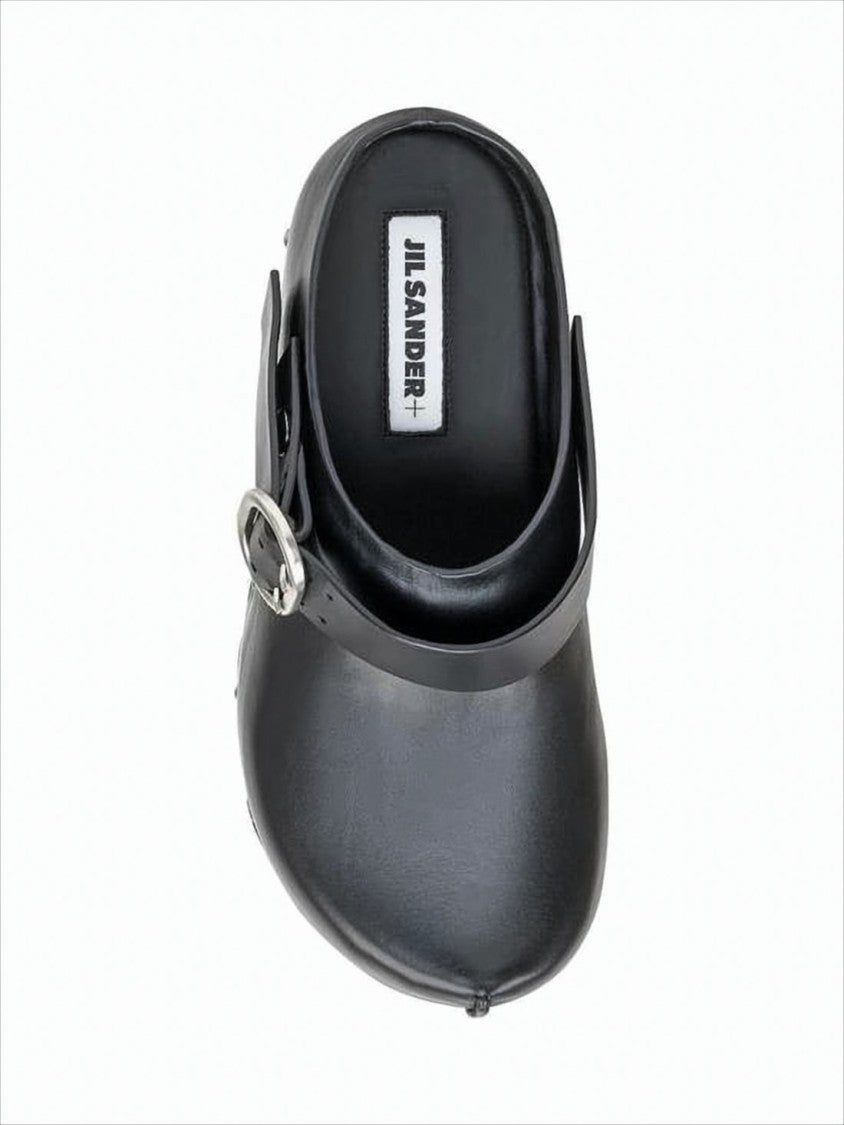 Black Leather Mules with Sole
