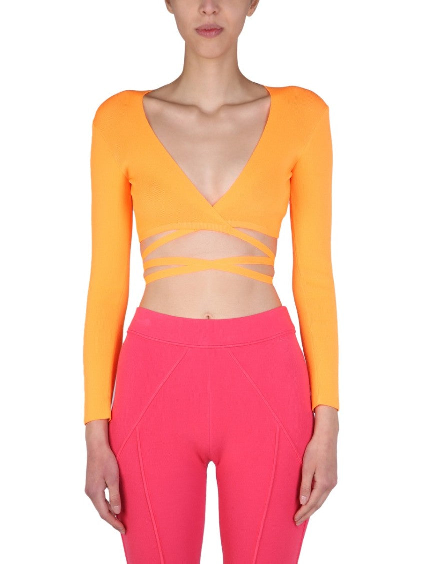 Cropped Top With Wide V-Neck