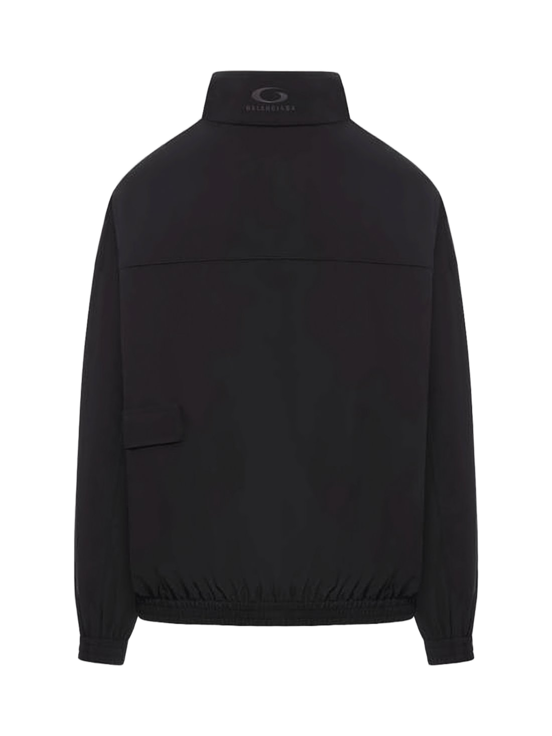 Black Jacket with High Collar and Subtle Logo