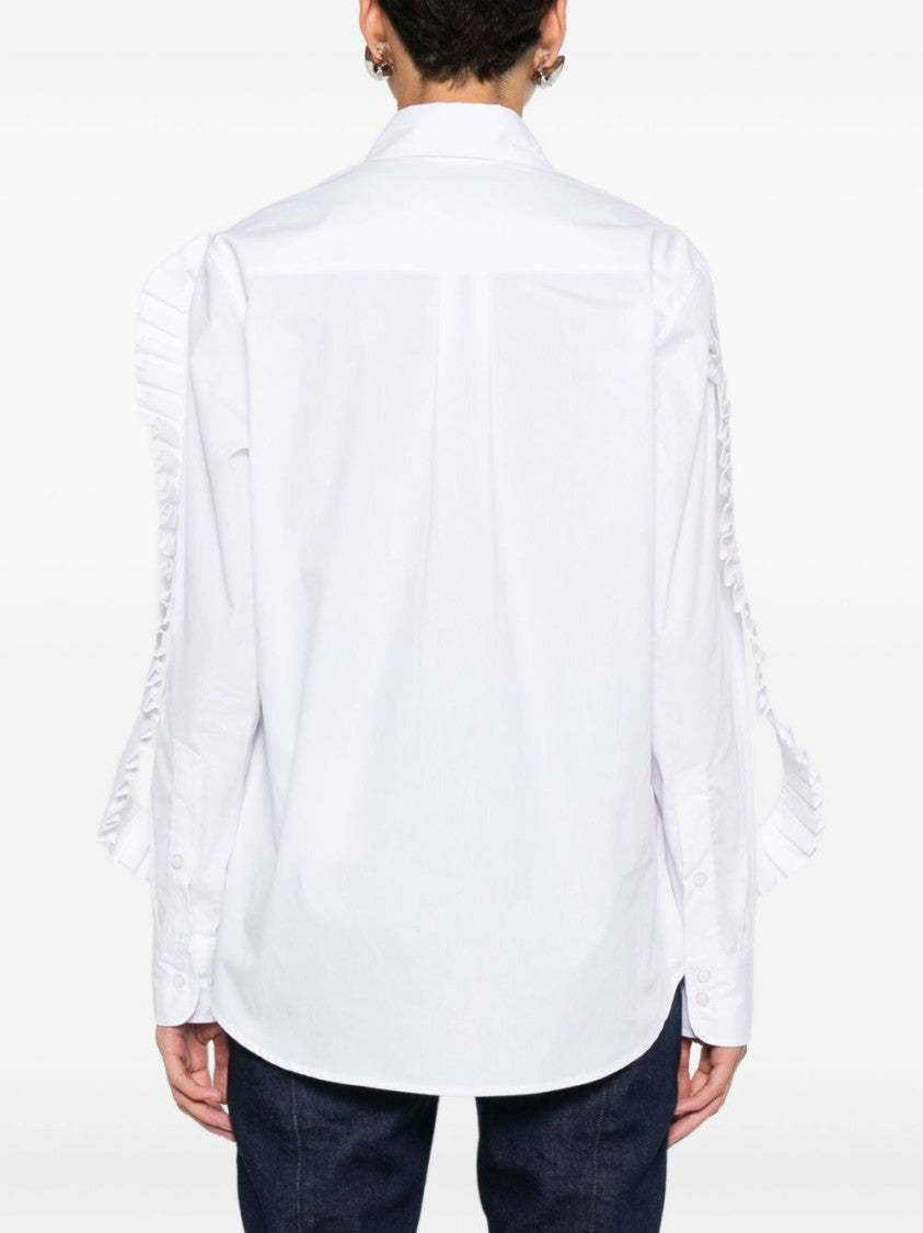 Ruffled Trim White Cotton Shirt