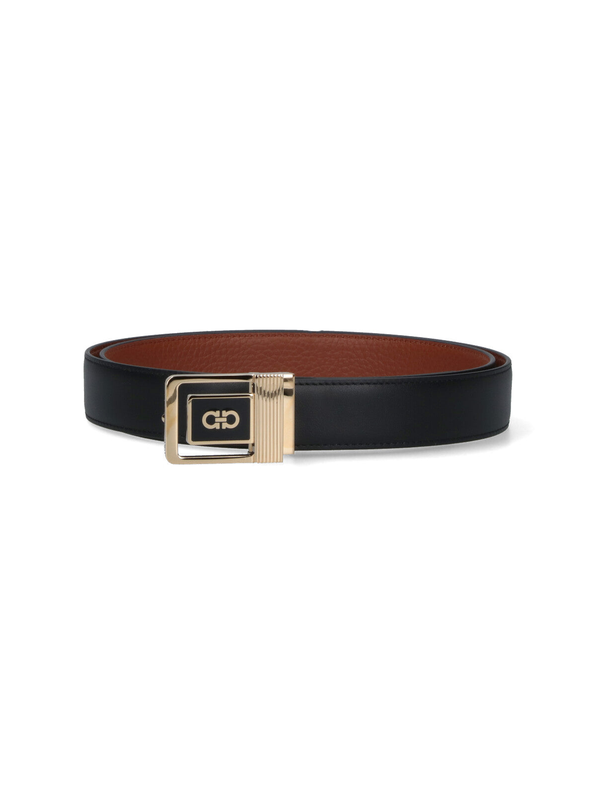 Reversible Logo Belt In Black Calfskin On One Side