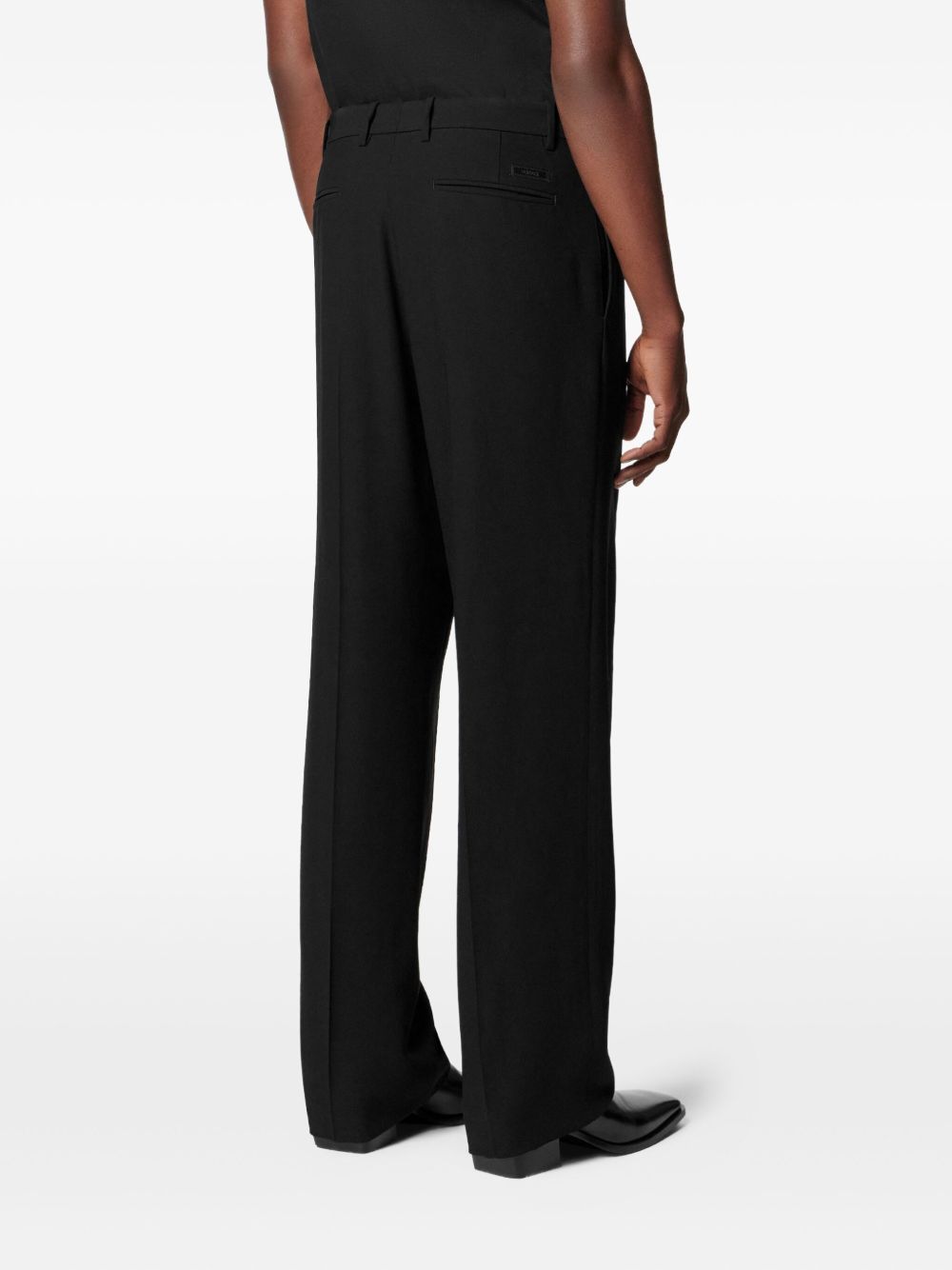 Tailored Black Viscose Wool Crepe Trousers