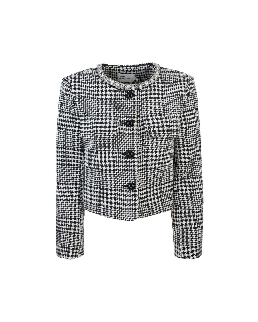 Houndstooth Crystal Trim Jacket
