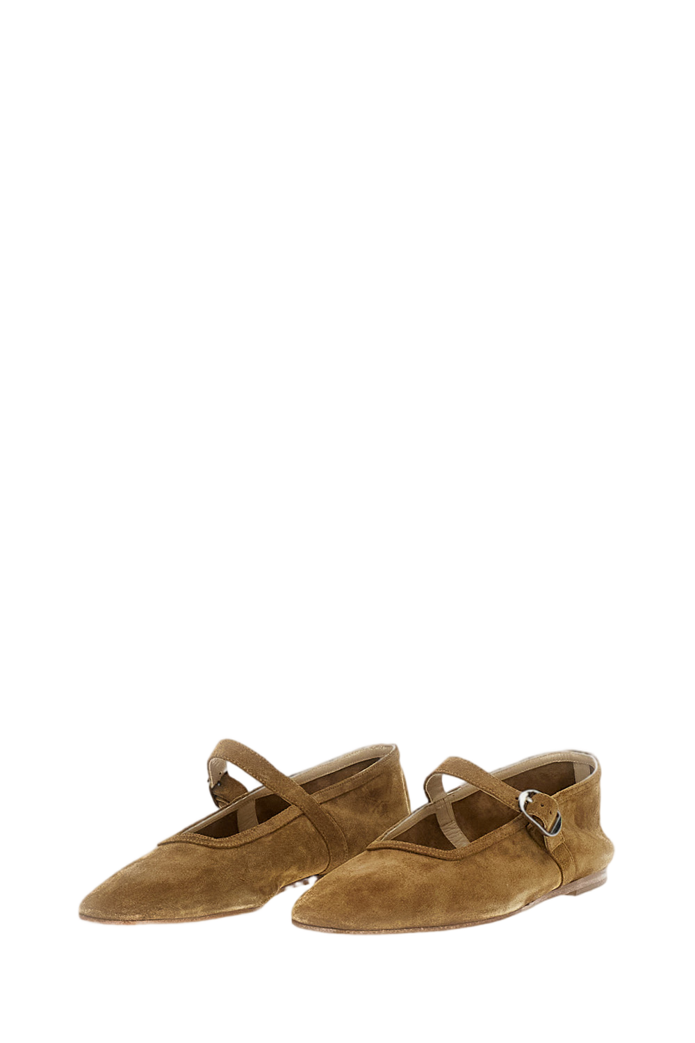 Deconstructed Suede Mary Jane Ballet Flats