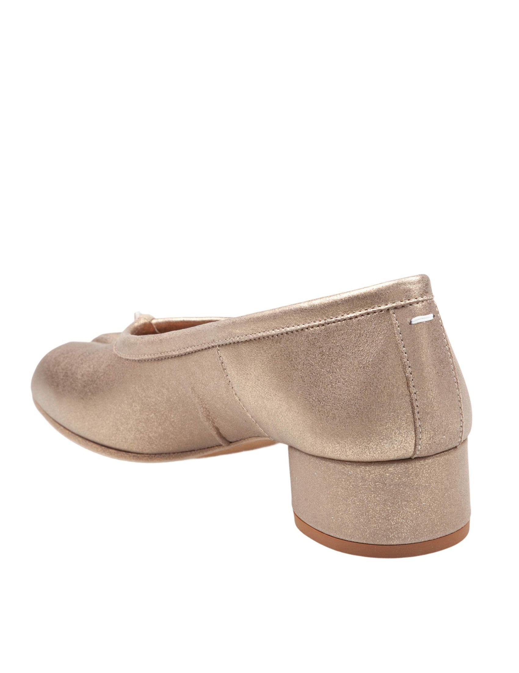 Tabi Ballerina Flats In Metallic Leather, Gold Color