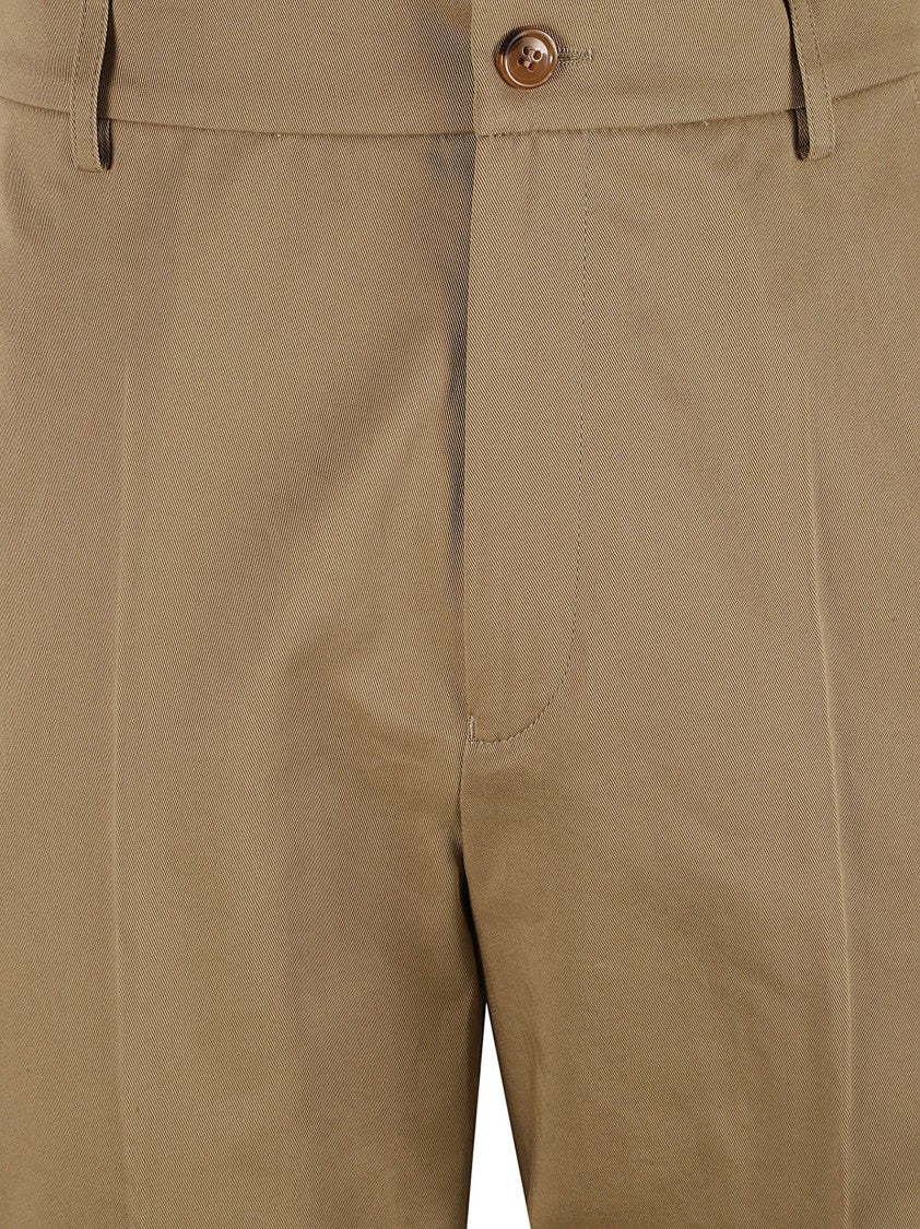 Tailored Beige Trousers With Button Closure
