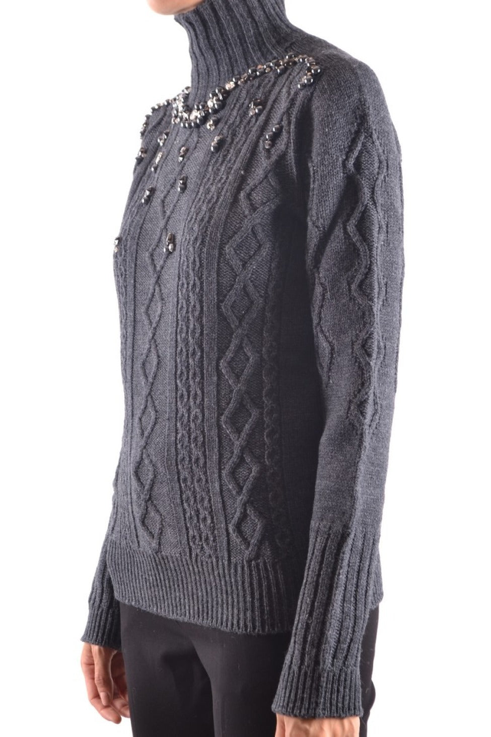 High Ribbed Turtleneck Sweater With Textured Knit