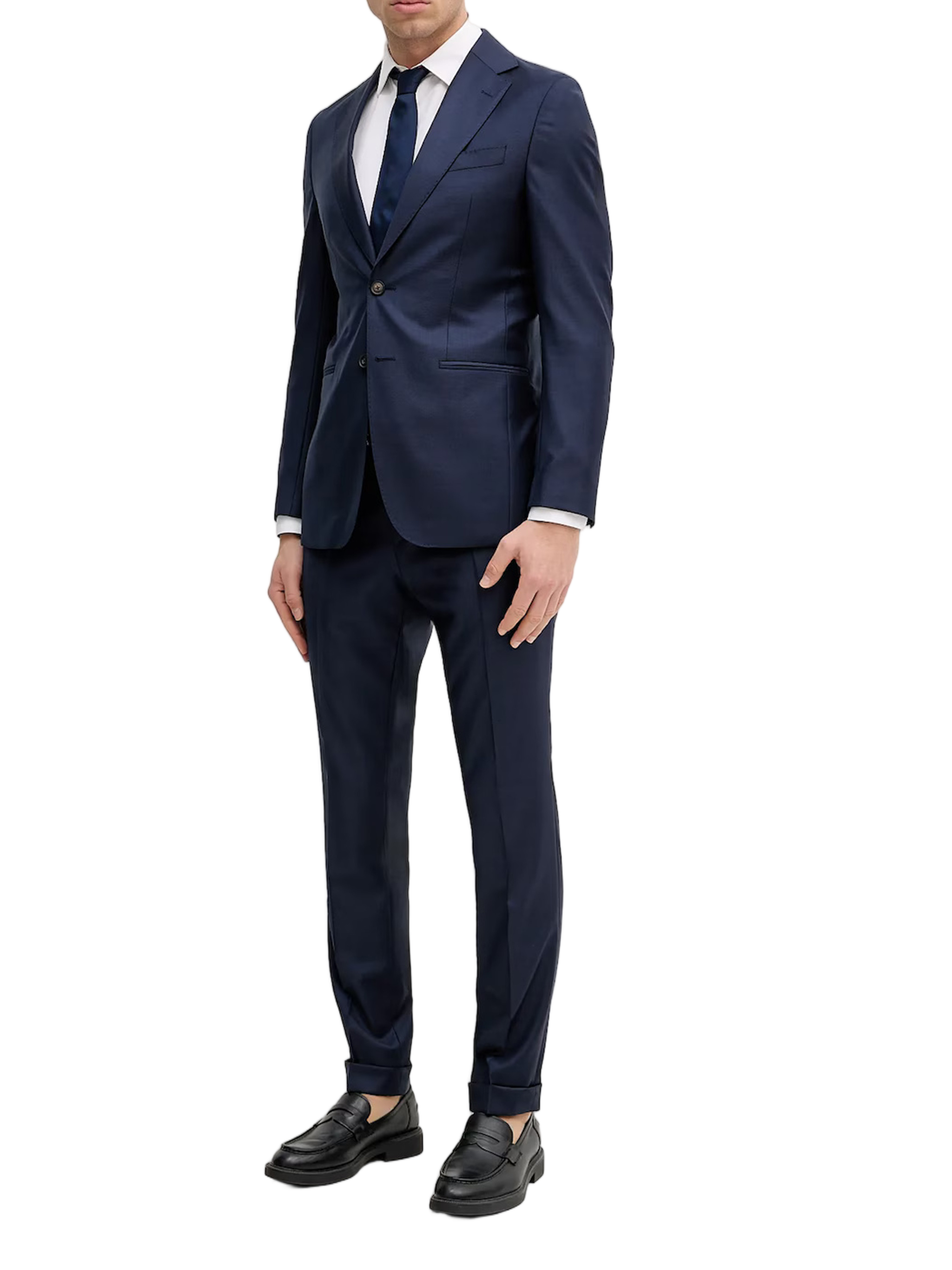 Blue Tailored Slim Two-Piece Wool Suit