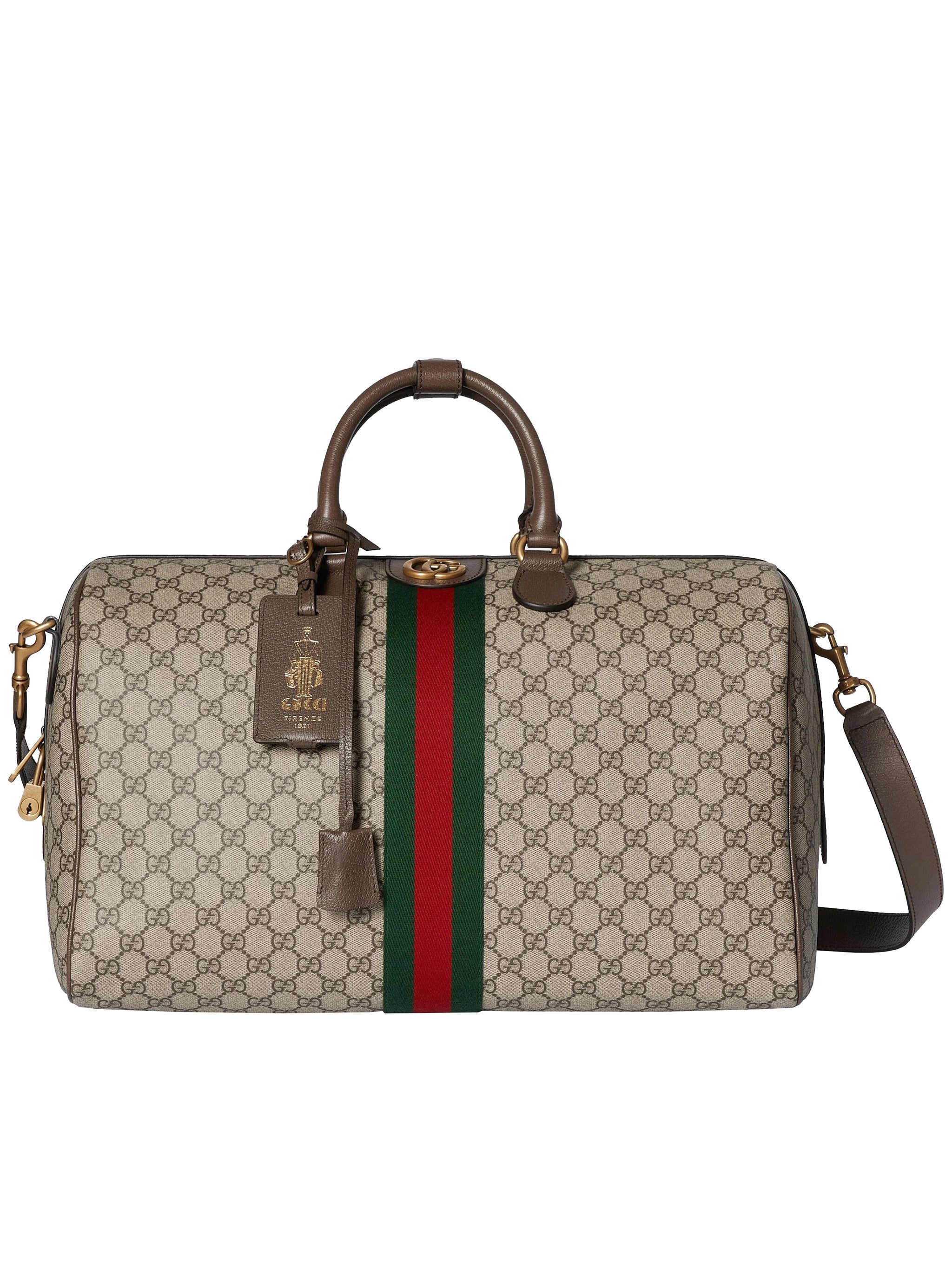 Beige GG Icon Structured Canvas Duffle