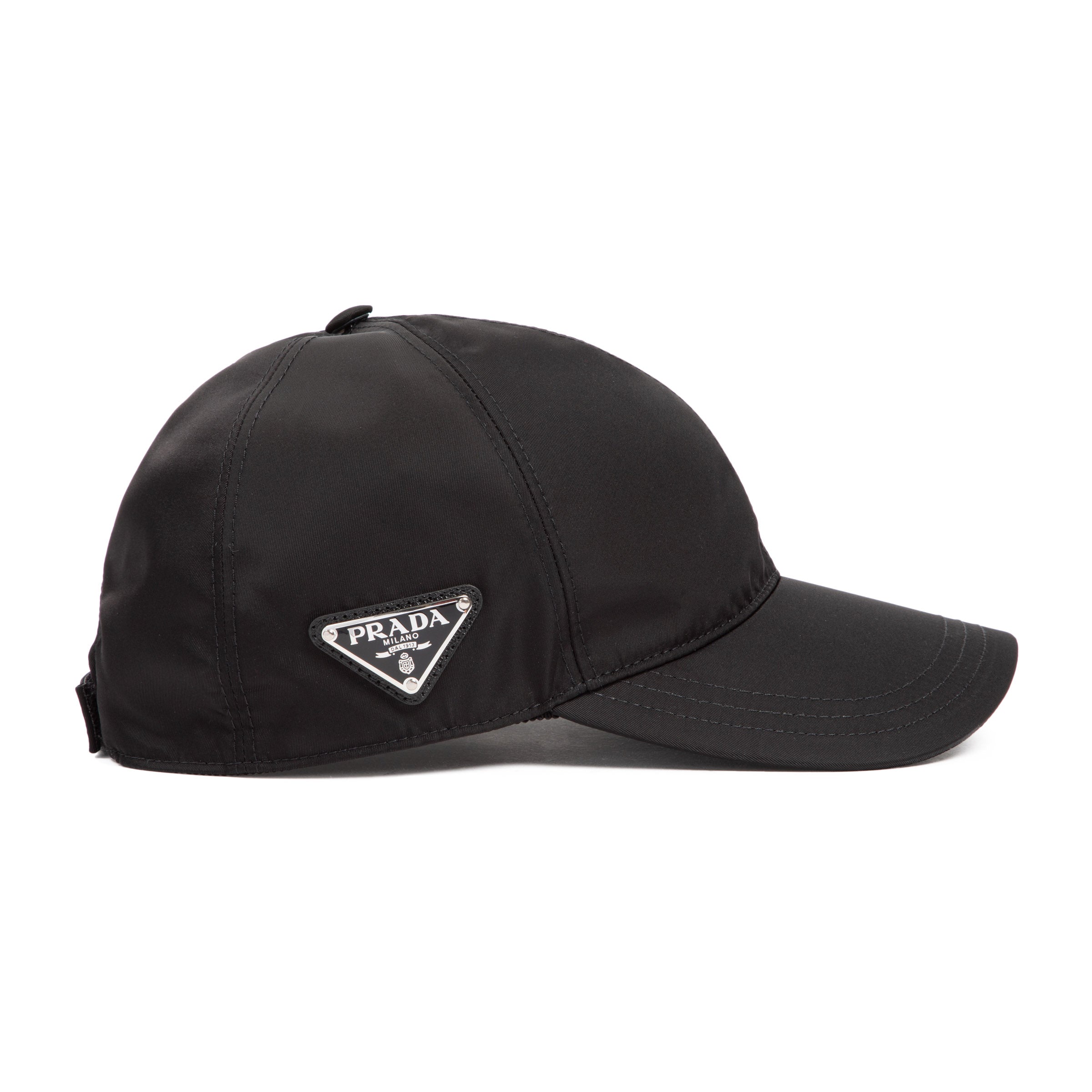Black Re-Nylon Baseball Cap With Triangle Logo