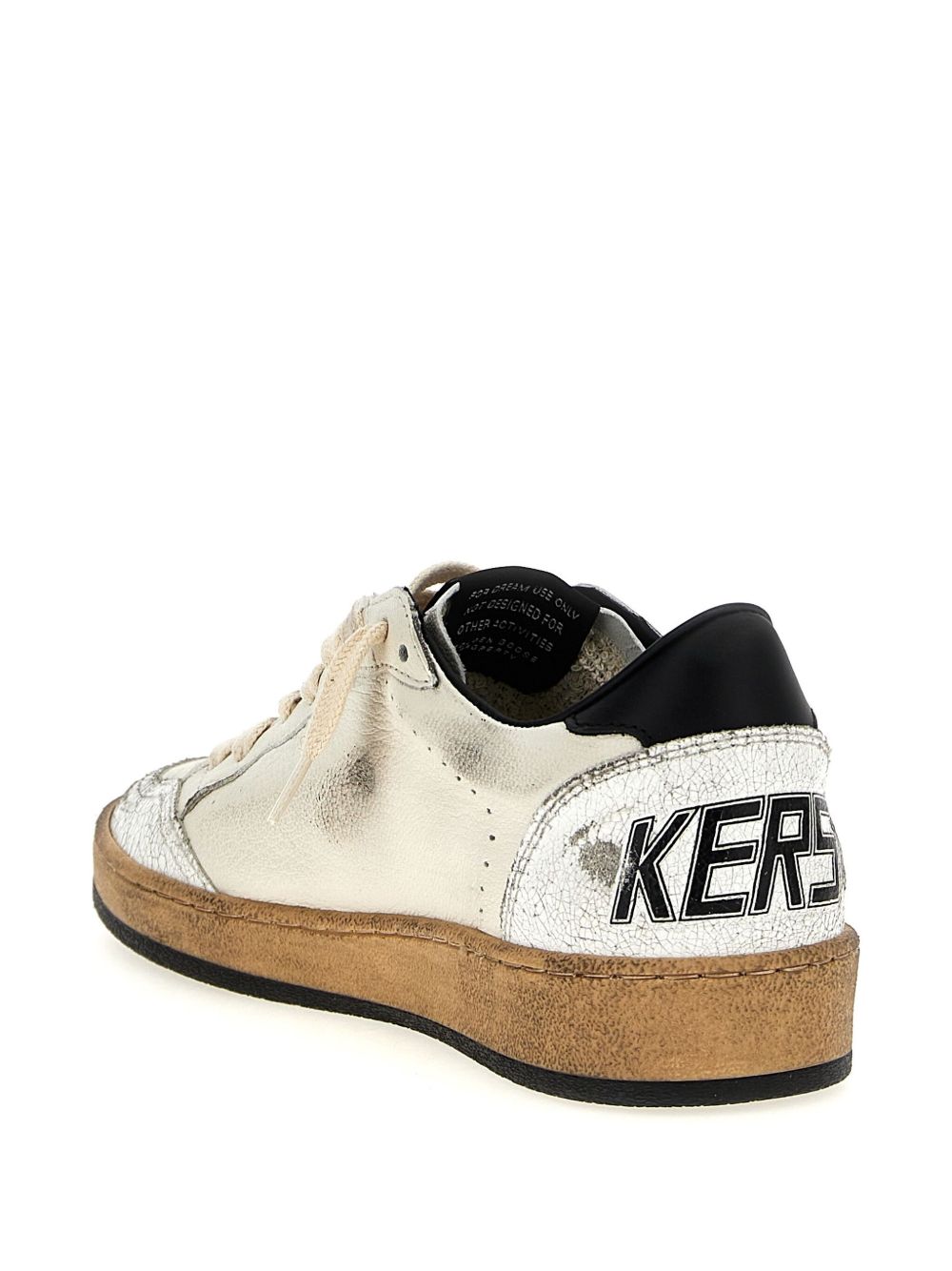 Low-top Sneakers with Distressed Metallic Finish