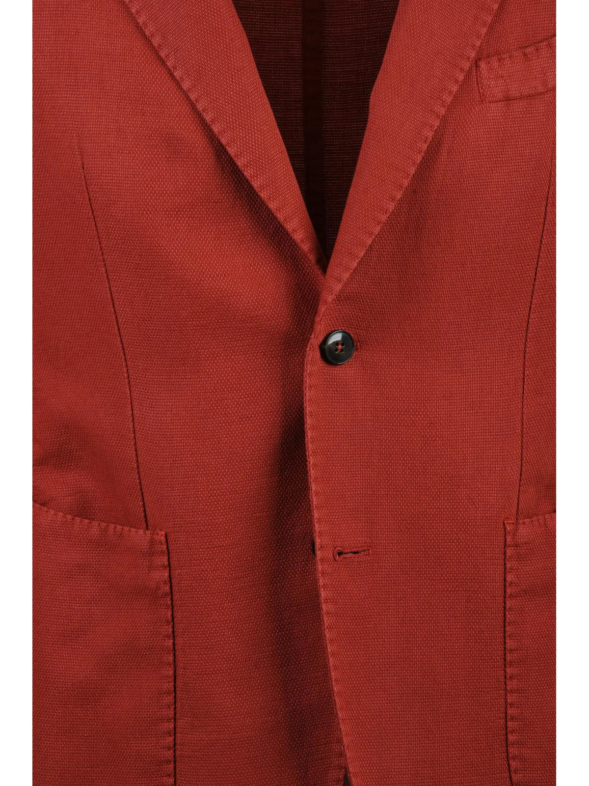 Red Linen Cotton Rounded Jacket