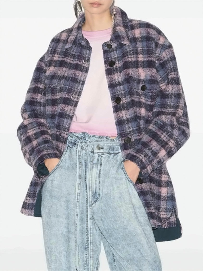 Plaid Textured Jacket with Relaxed Fit