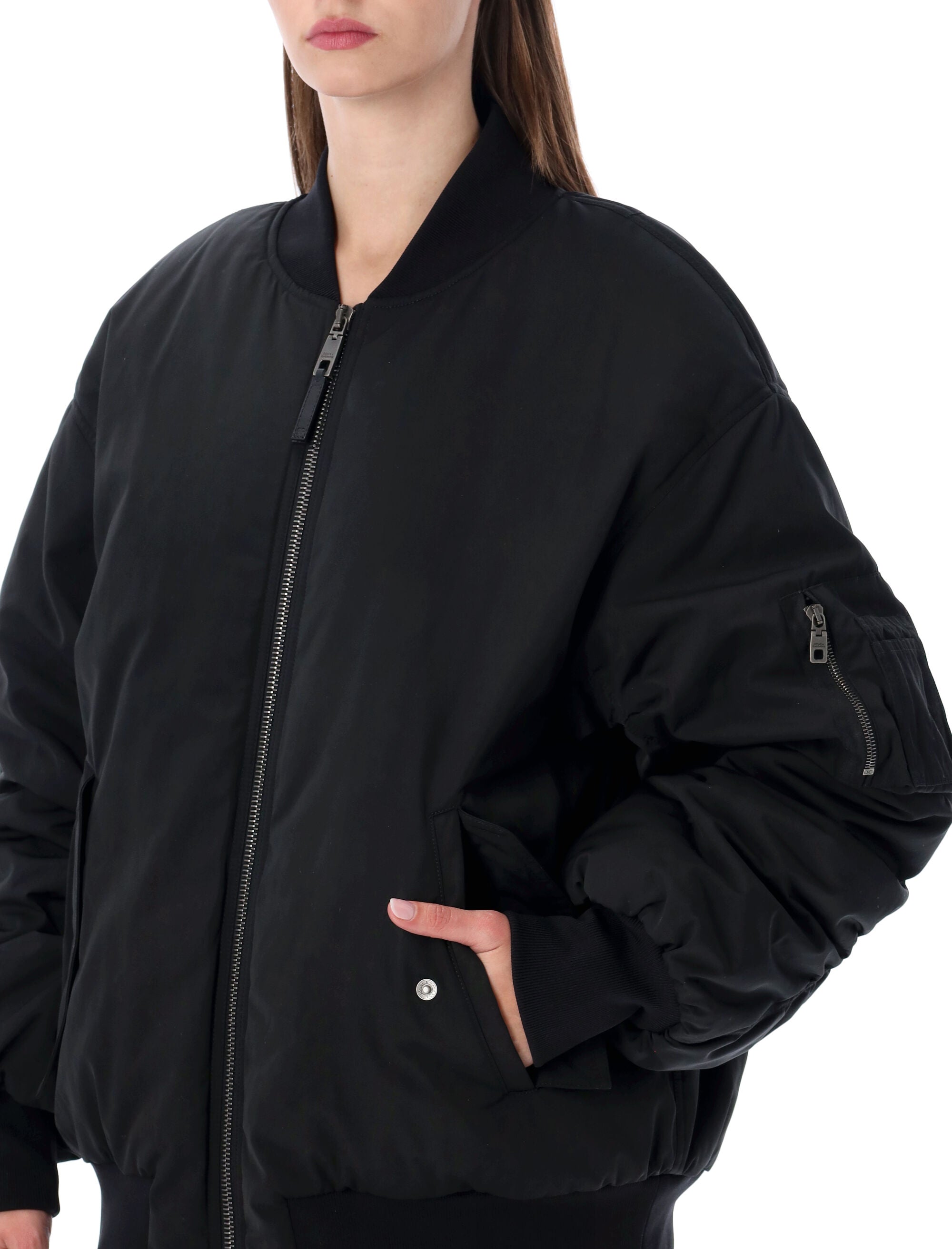 Oversized Black Bomber Jacket