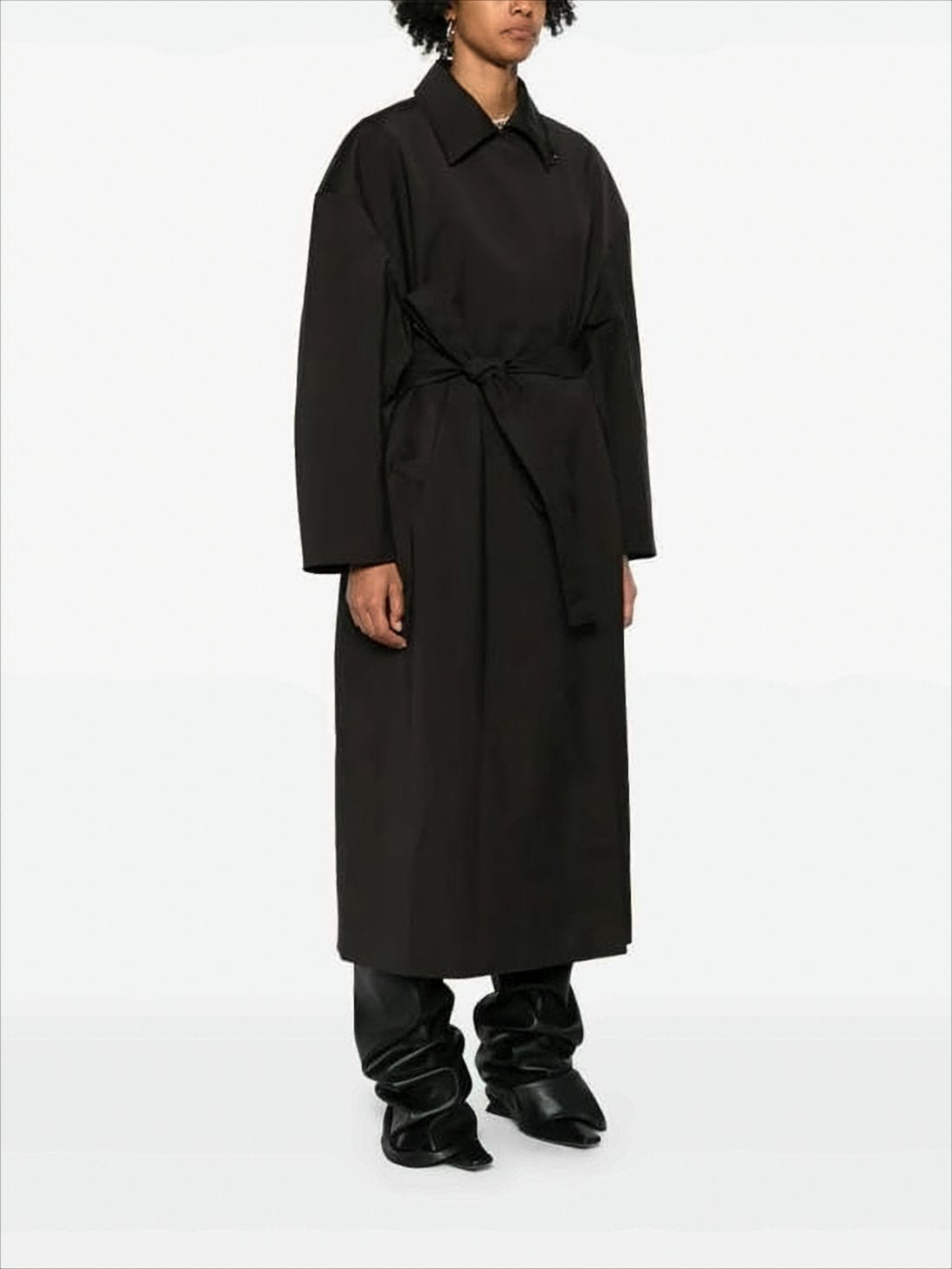 Long Coat With Self-Tie Belt
