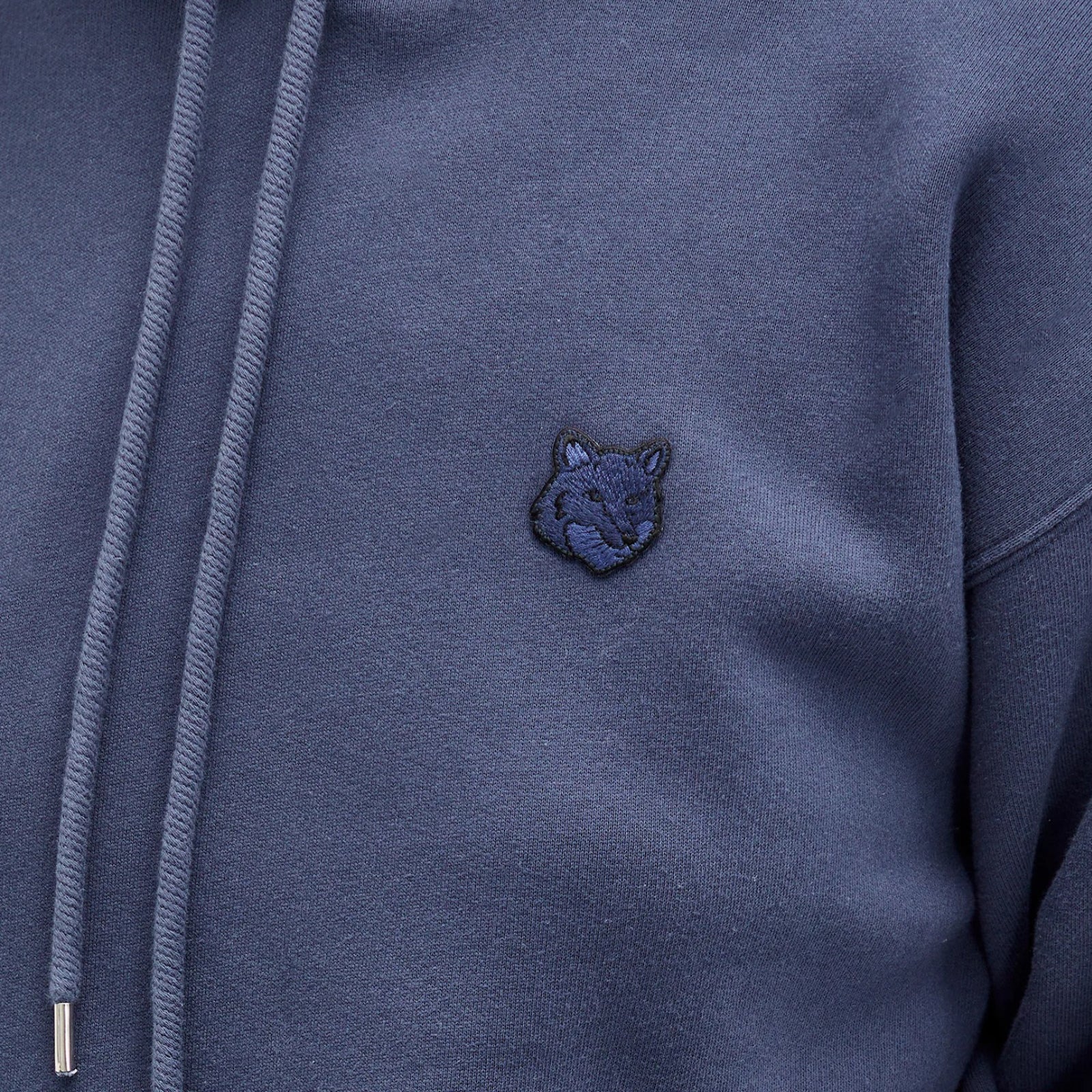 Deep Blue Hooded Sweatshirt With Embroidered Logo