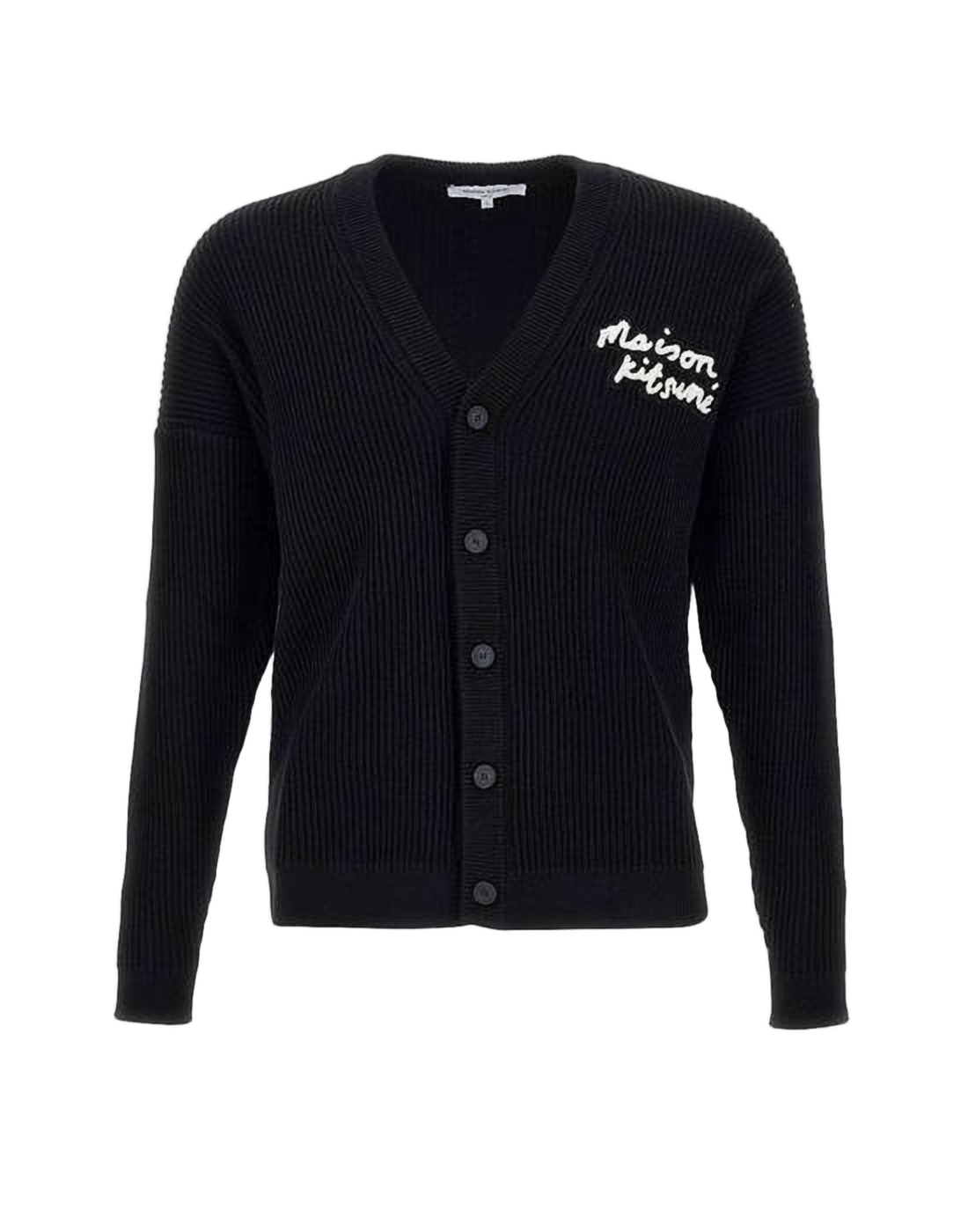 Ribbed Knit Cardigan with Embroidered Detail
