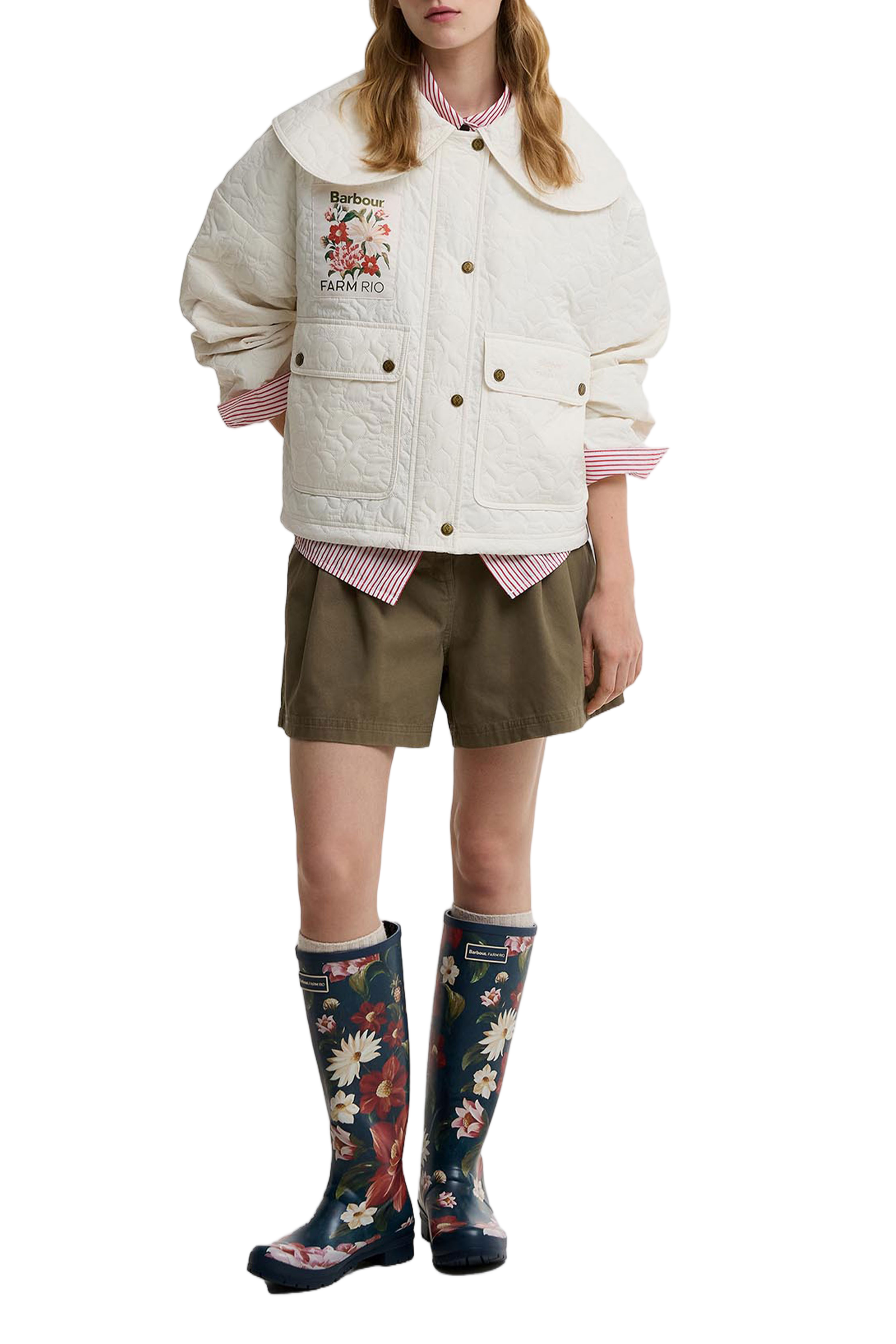 White 'Lotus Quilt' Quilted Jacket
